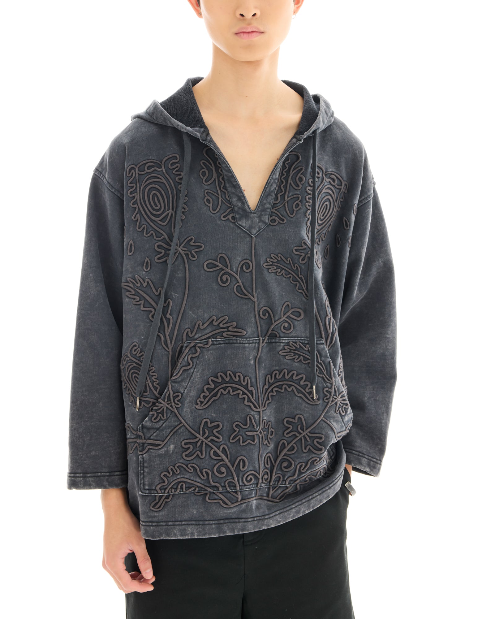 Embroidered Flower Hoodie