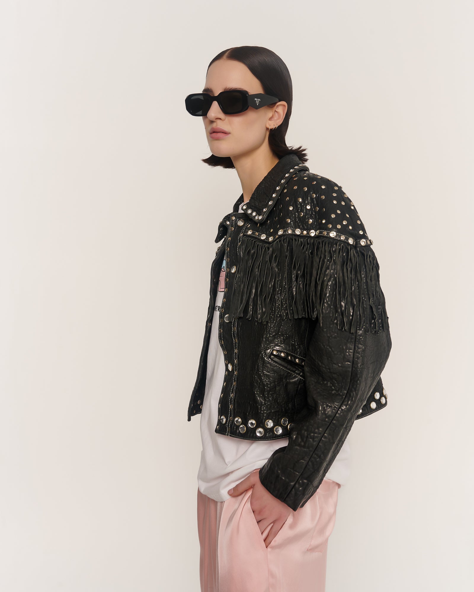 Heaven Sent Me Embellished Fringe Leather Jacket