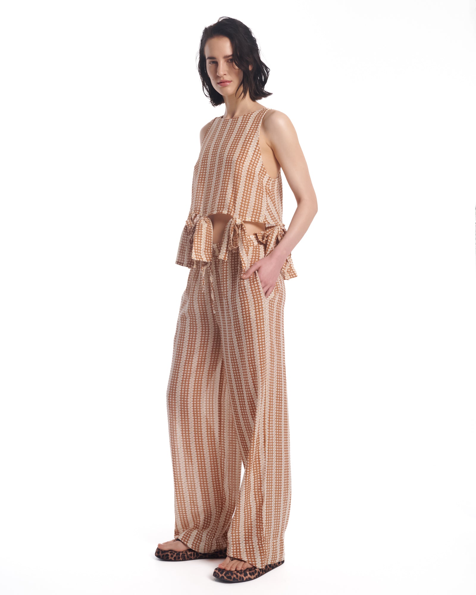 Retro Daisy Cotton Beach Pants