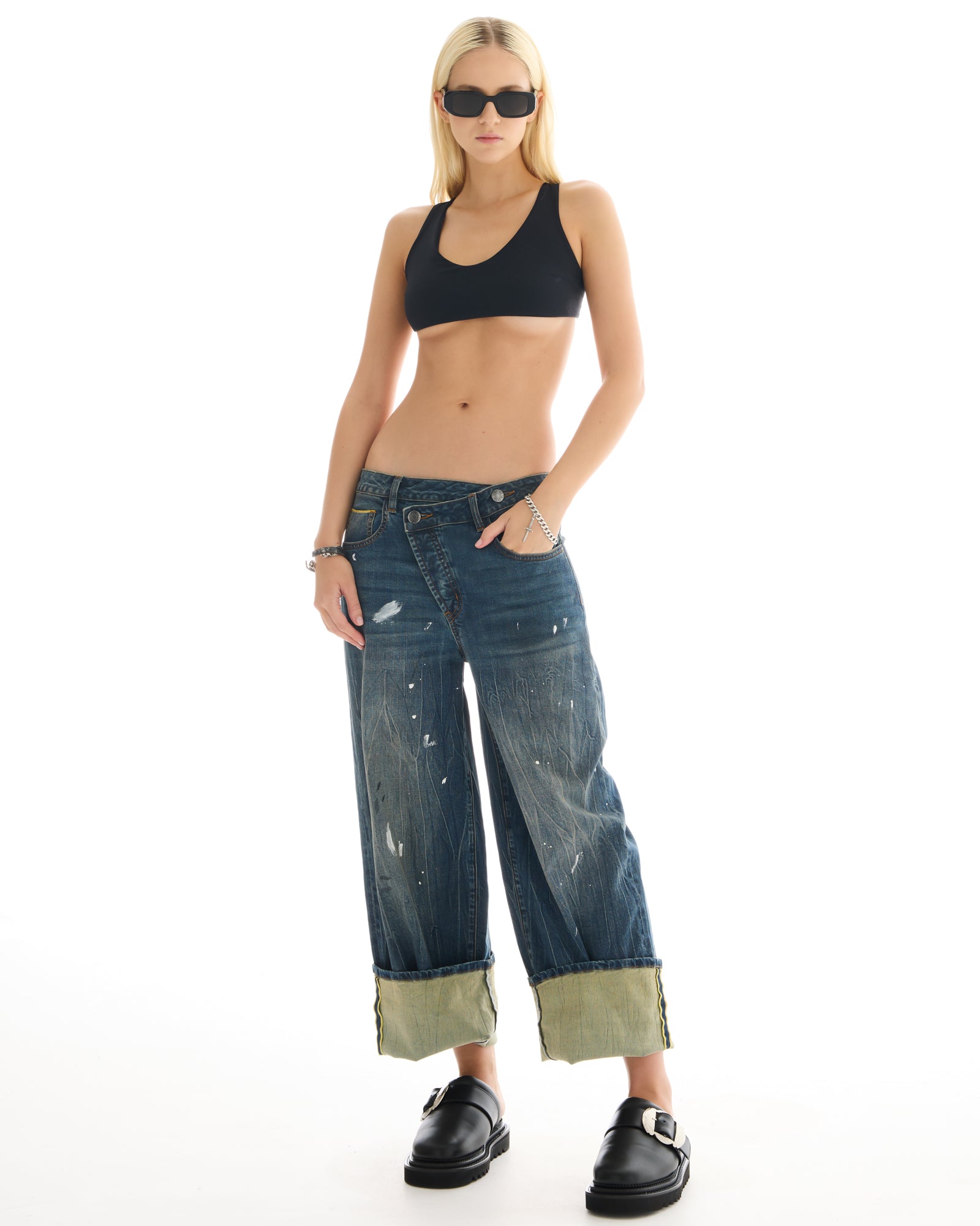 Selvedge Denim Cross Over Slouch Jeans
