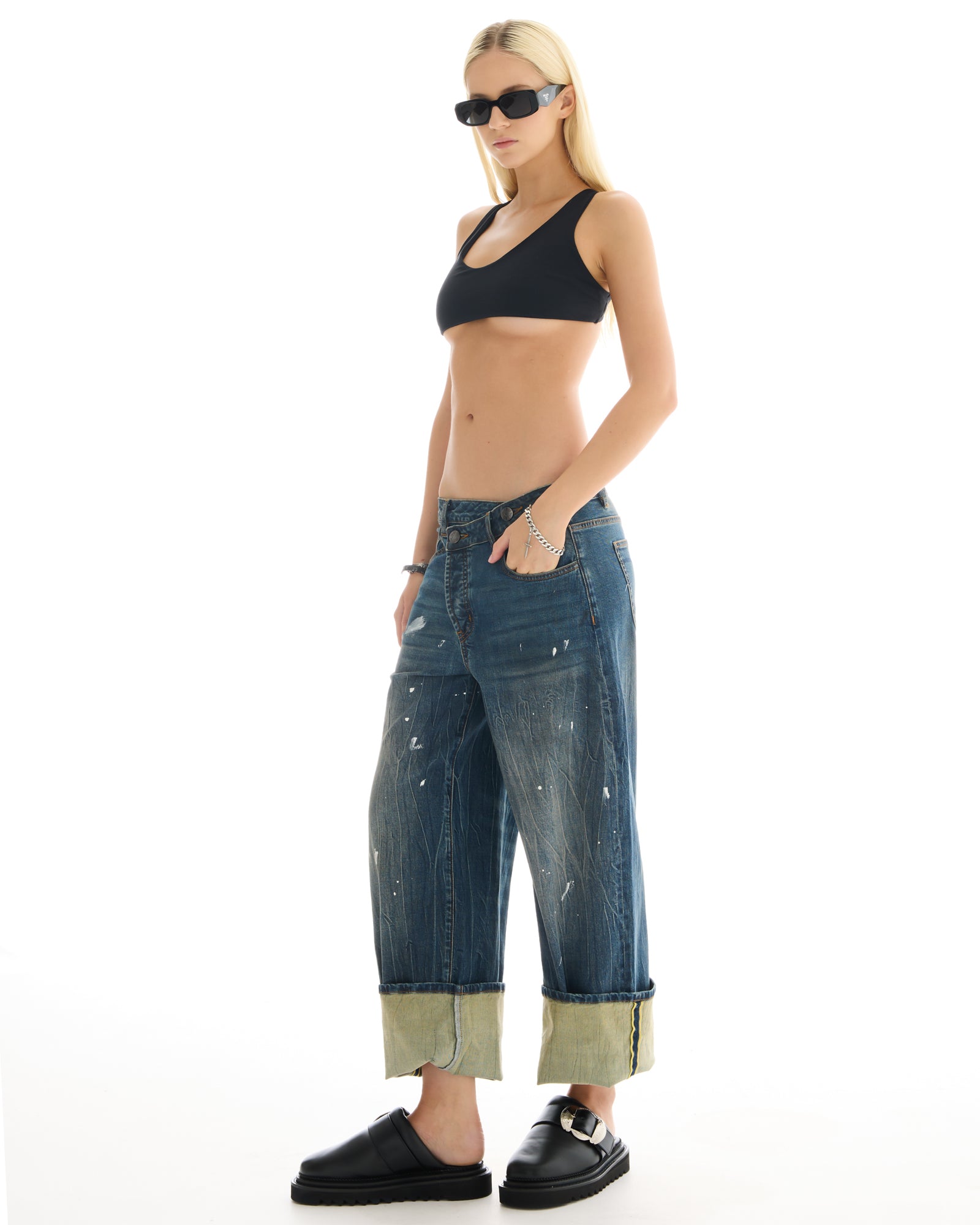 Selvedge Denim Cross Over Slouch Jeans