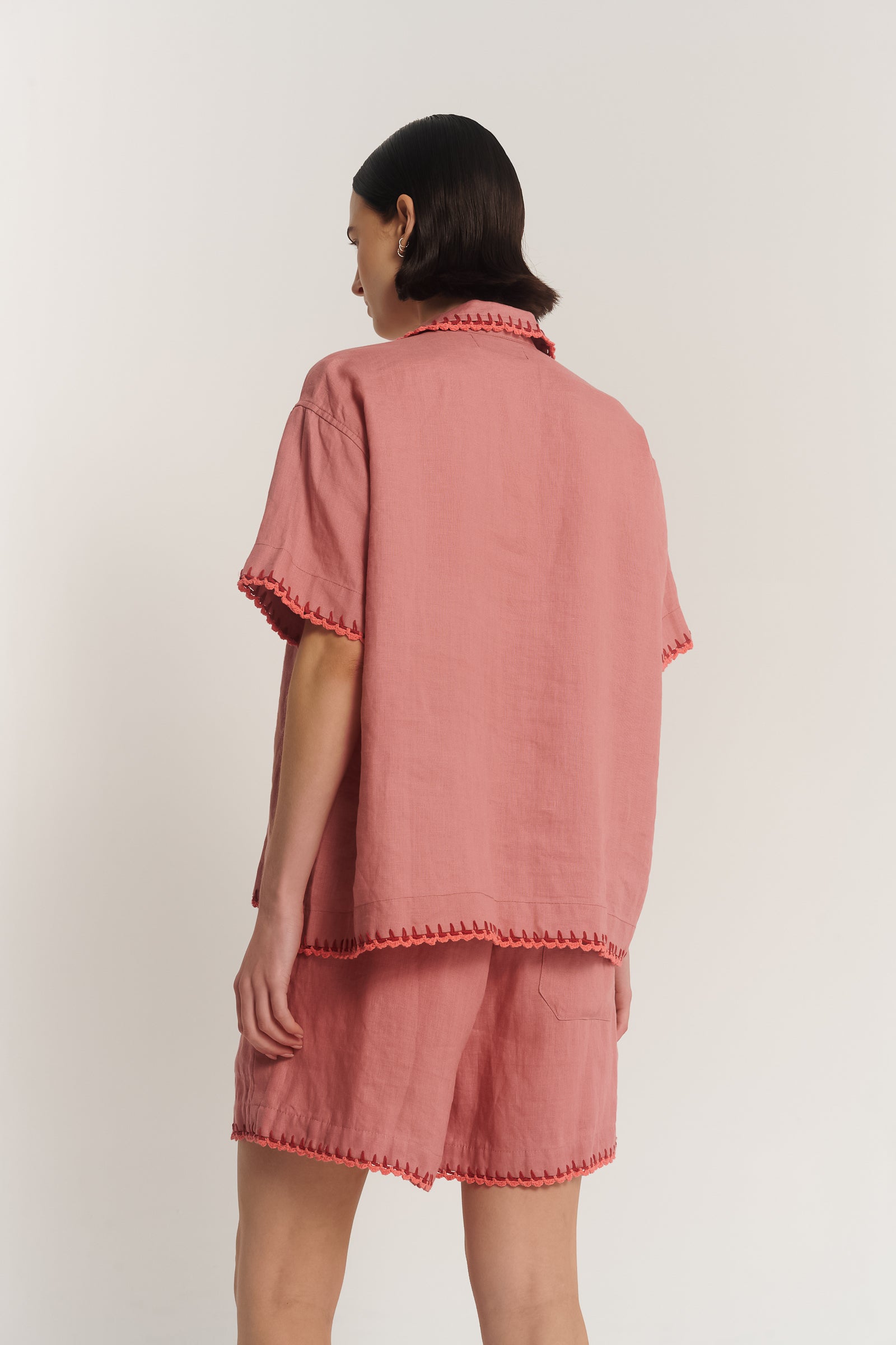 Hand Crochet Trimmed Linen Shirt