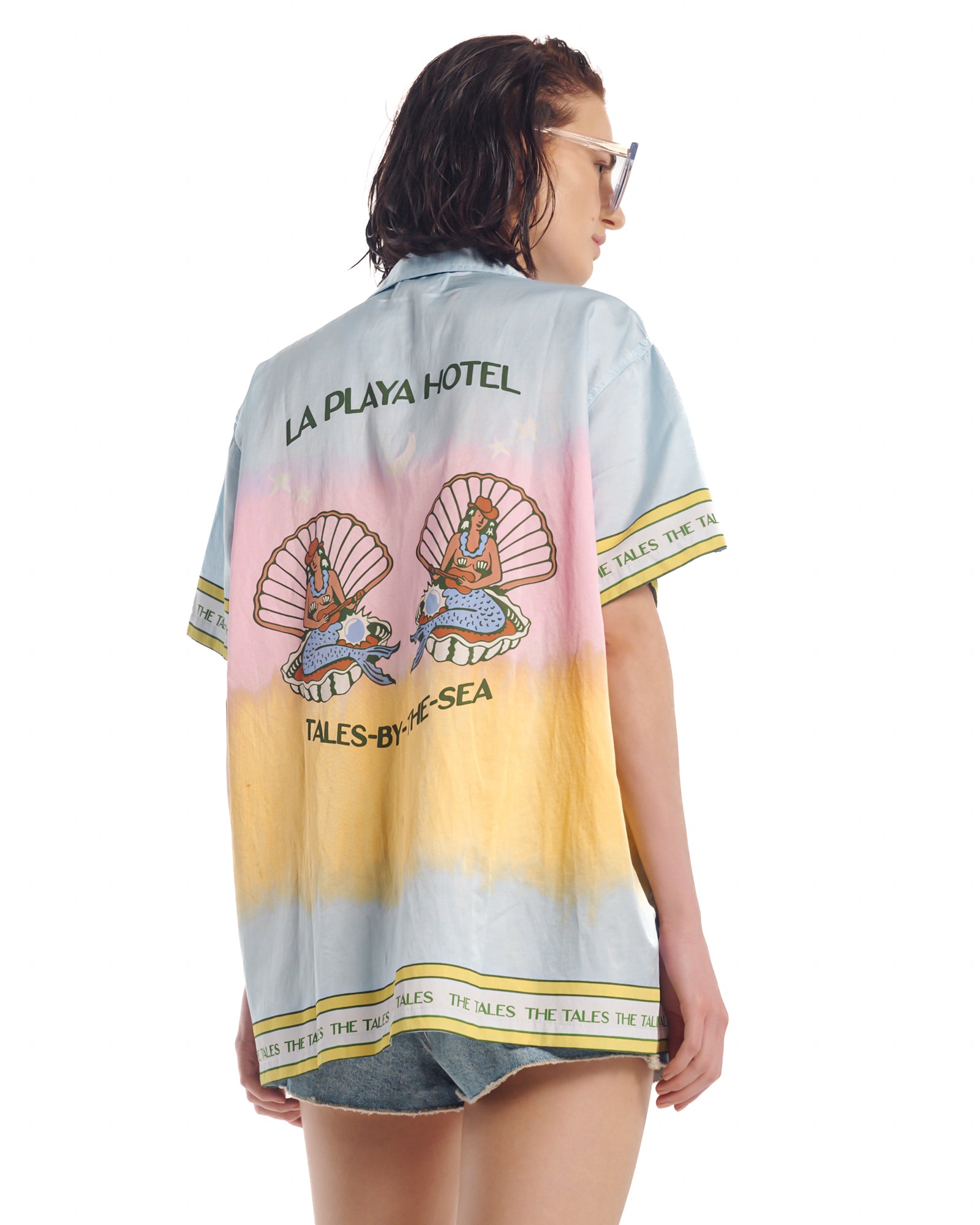 Cowboy Mermaid  hand Dyed Camp Shirt