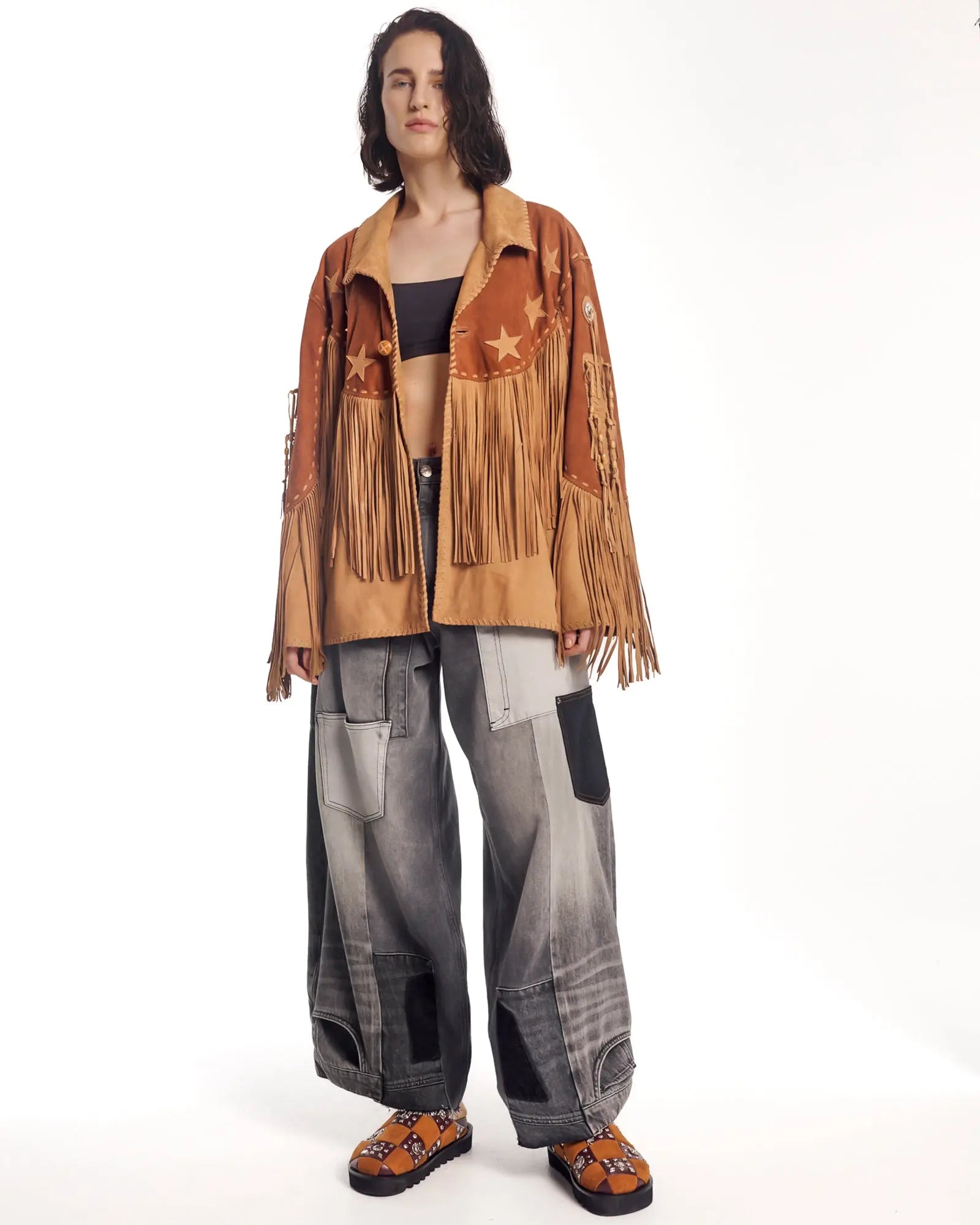 Portobello Road Fringed Suede Jacket by THE TALES - close-up detail