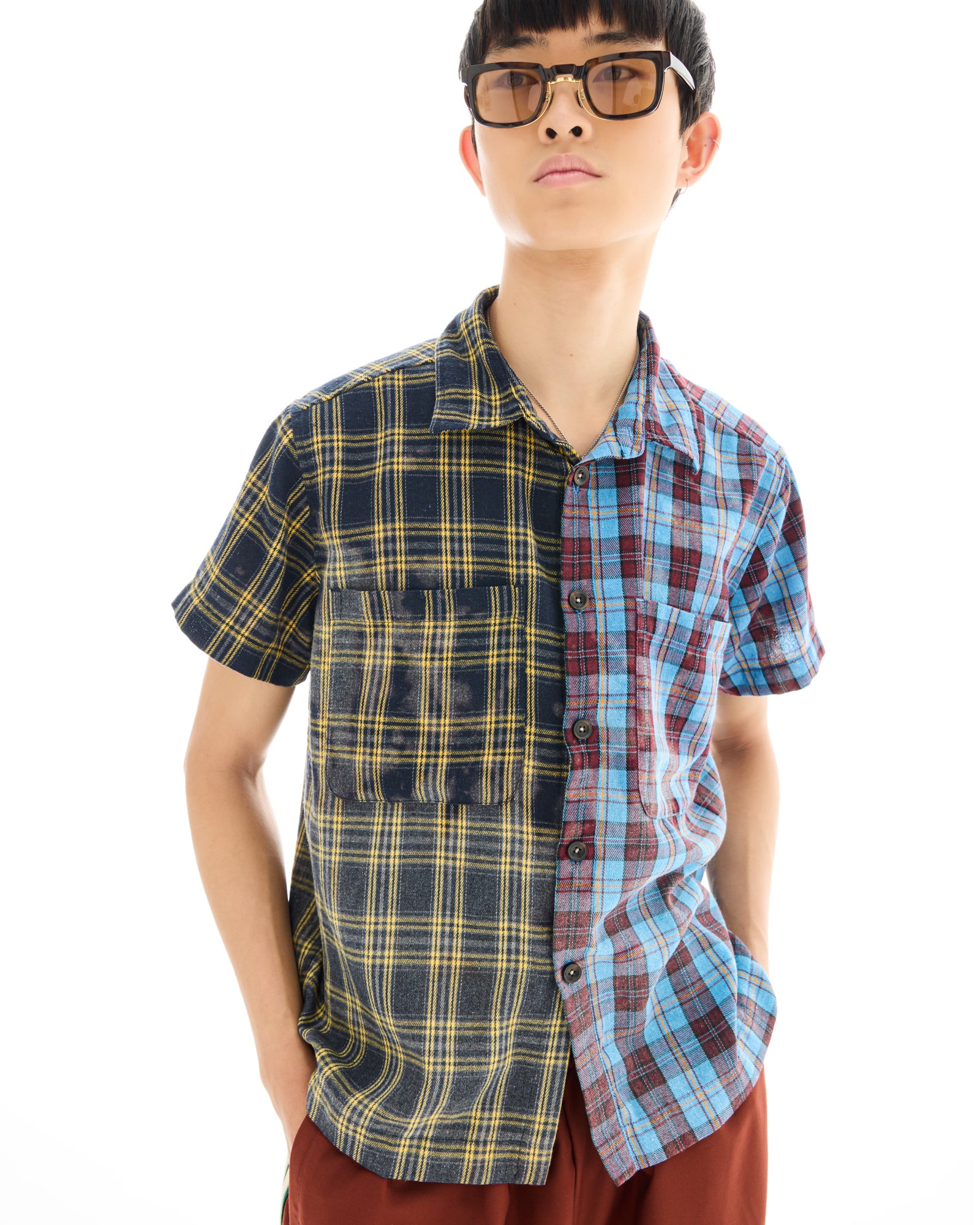 Half n Half Flannel Camp Shirt
