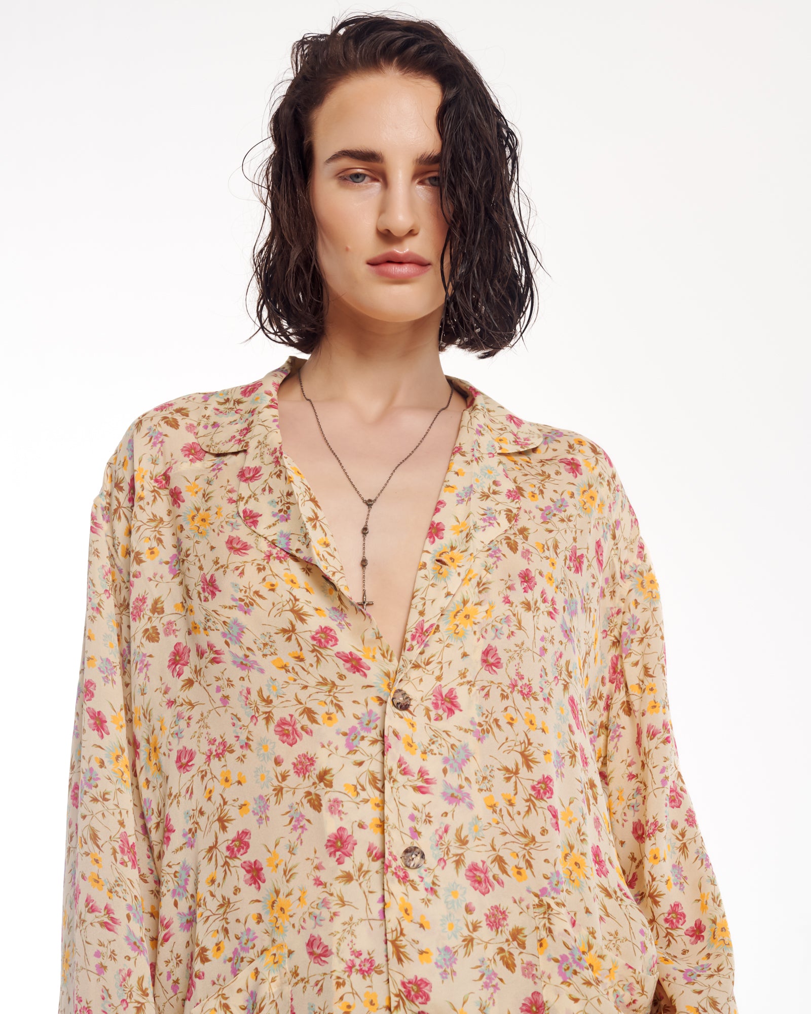 Florence Bloom Crepe Peasant Shirt