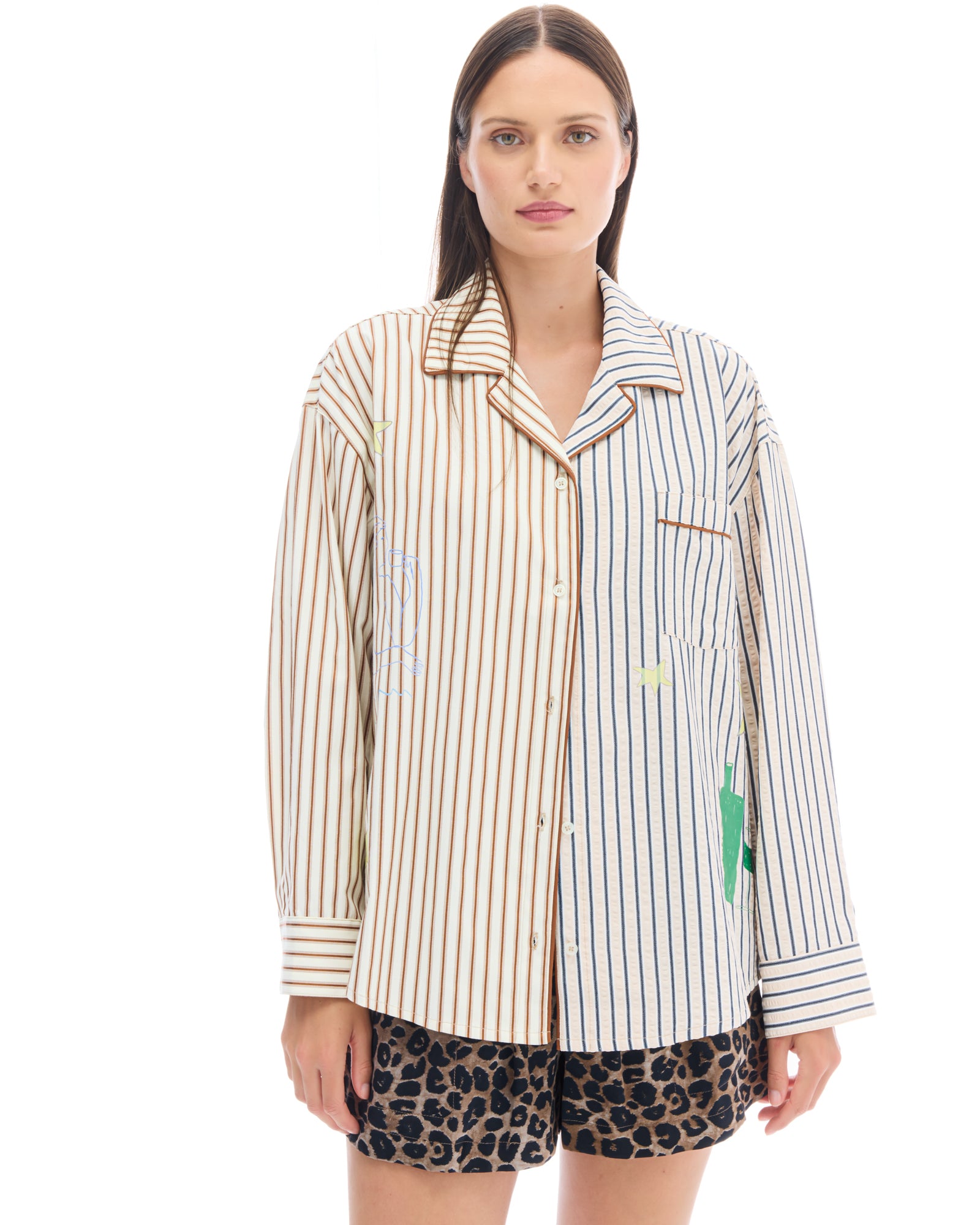 Half n Half Illustrated Muse Stripe Shirt