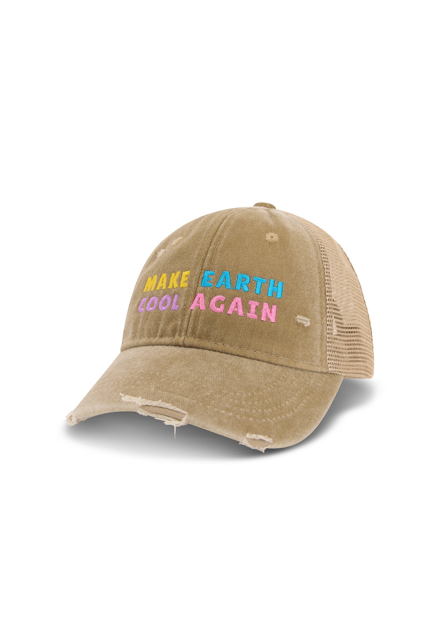 Make Earth Cool Again Destroyed Trucker Cap THE TALES