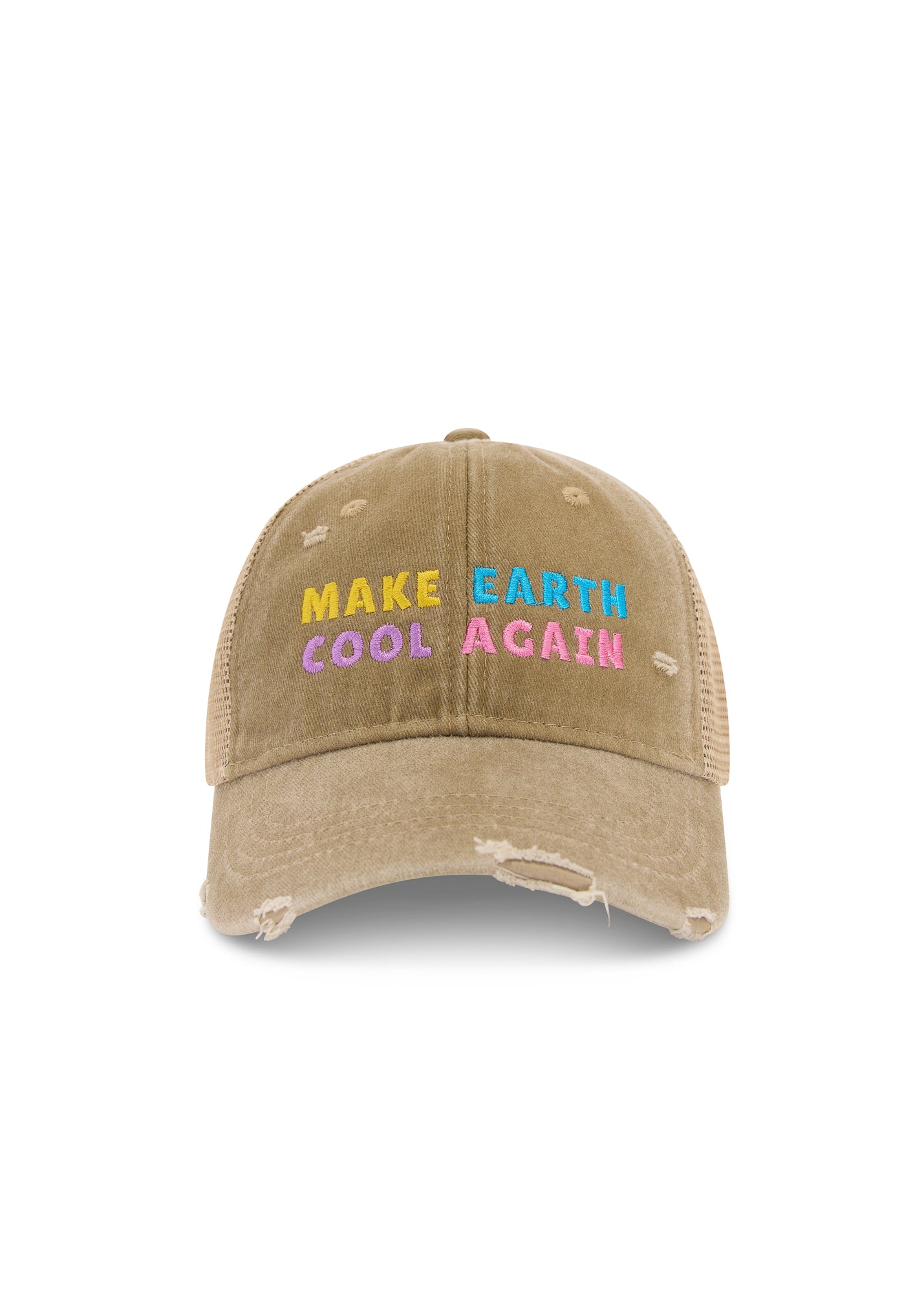 Make Earth Cool Again Destroyed Trucker Cap THE TALES