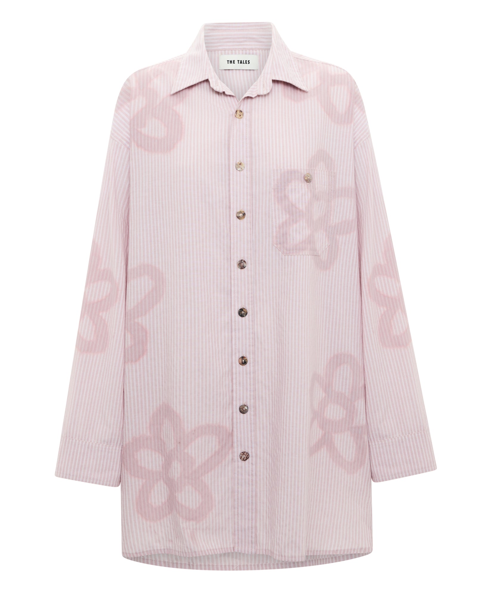 Hand Sprayed Flower Cotton Oversized Stripe Shirt