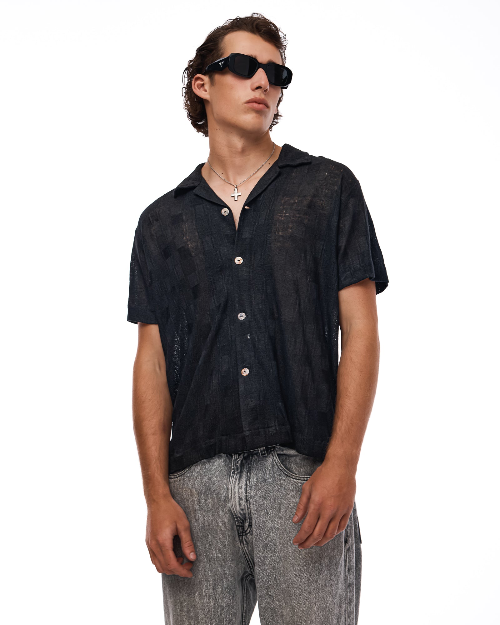Sicilian Jacquard Knitted Linen Camp Shirt