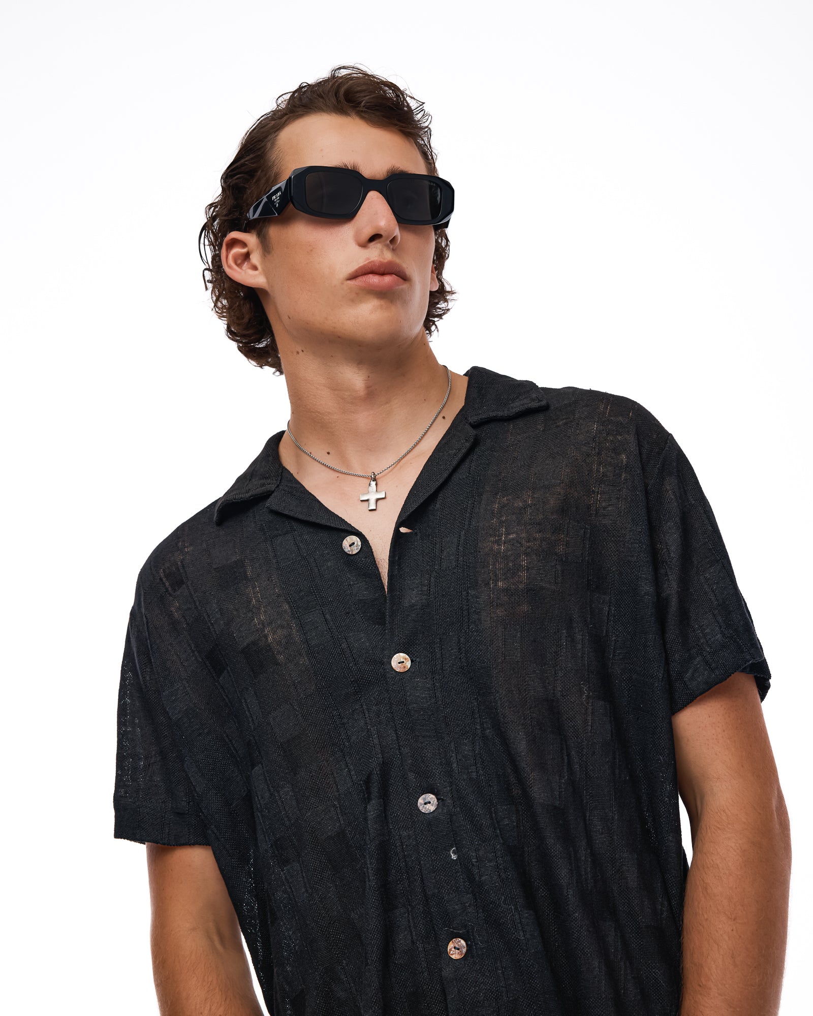 Sicilian Jacquard Knitted Linen Camp Shirt