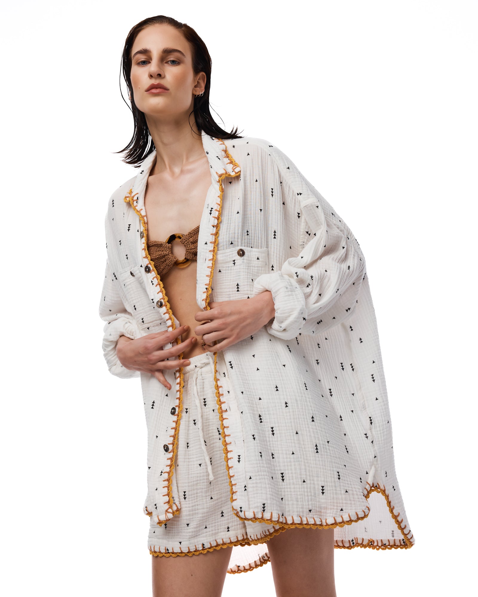 This Way That Way Crochet Muslin Shirt