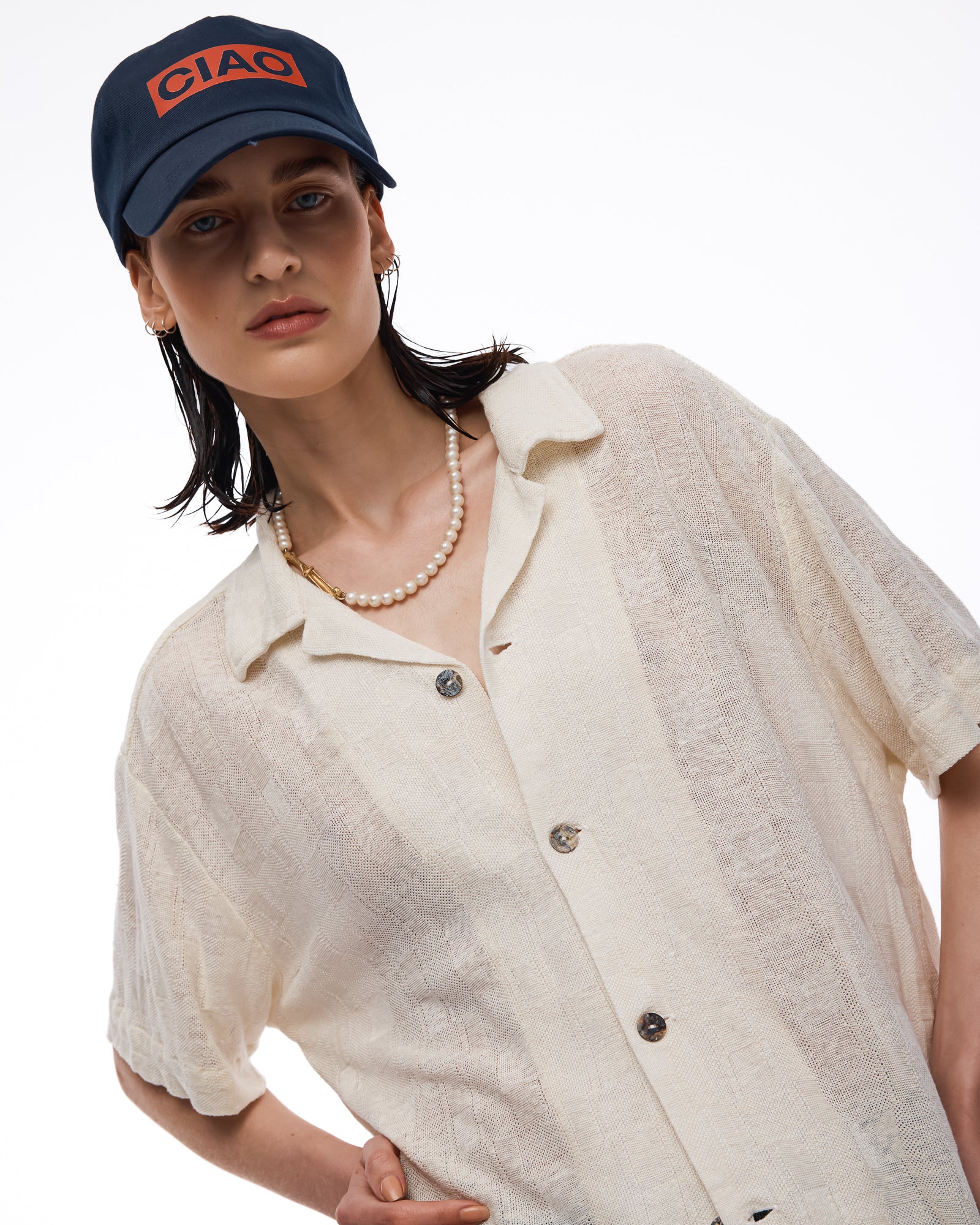 Sicilian Jacquard Knitted Linen Camp Shirt