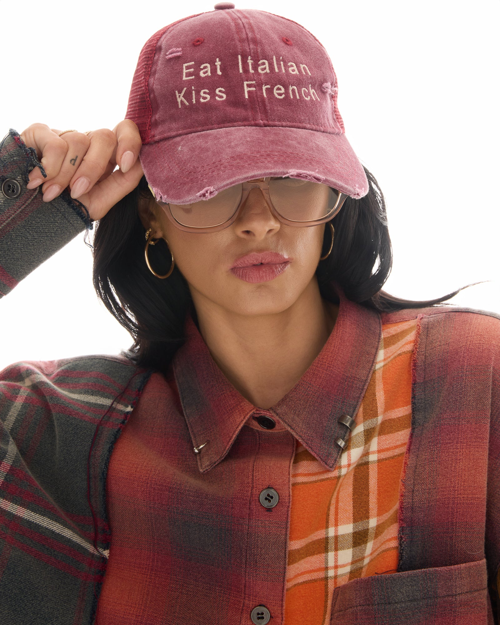 Eat Italian Kiss French Trucker Cap