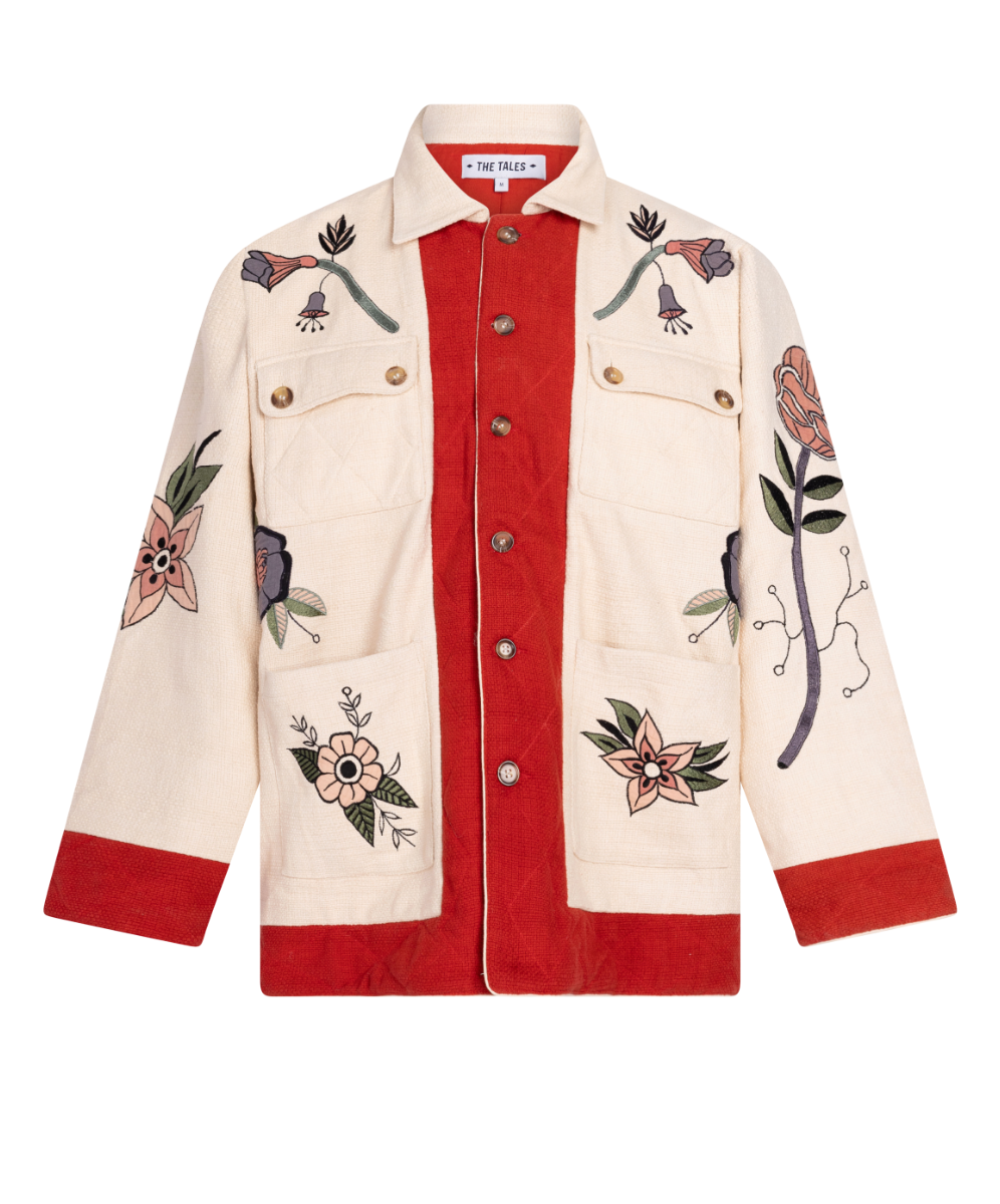 Quilted Floral Appliqué Jacket