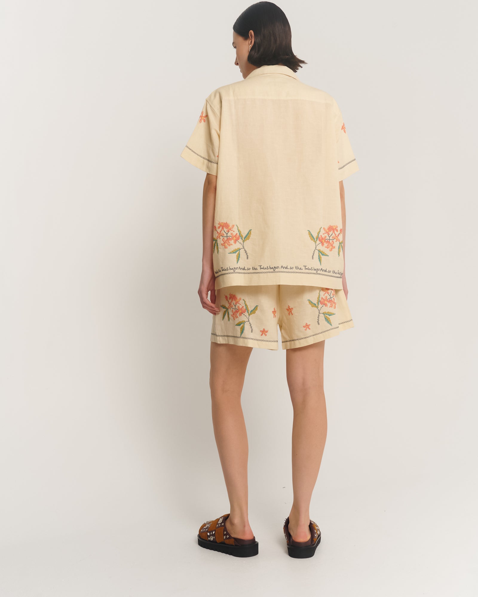 Embroidered Flower Linen Shirt