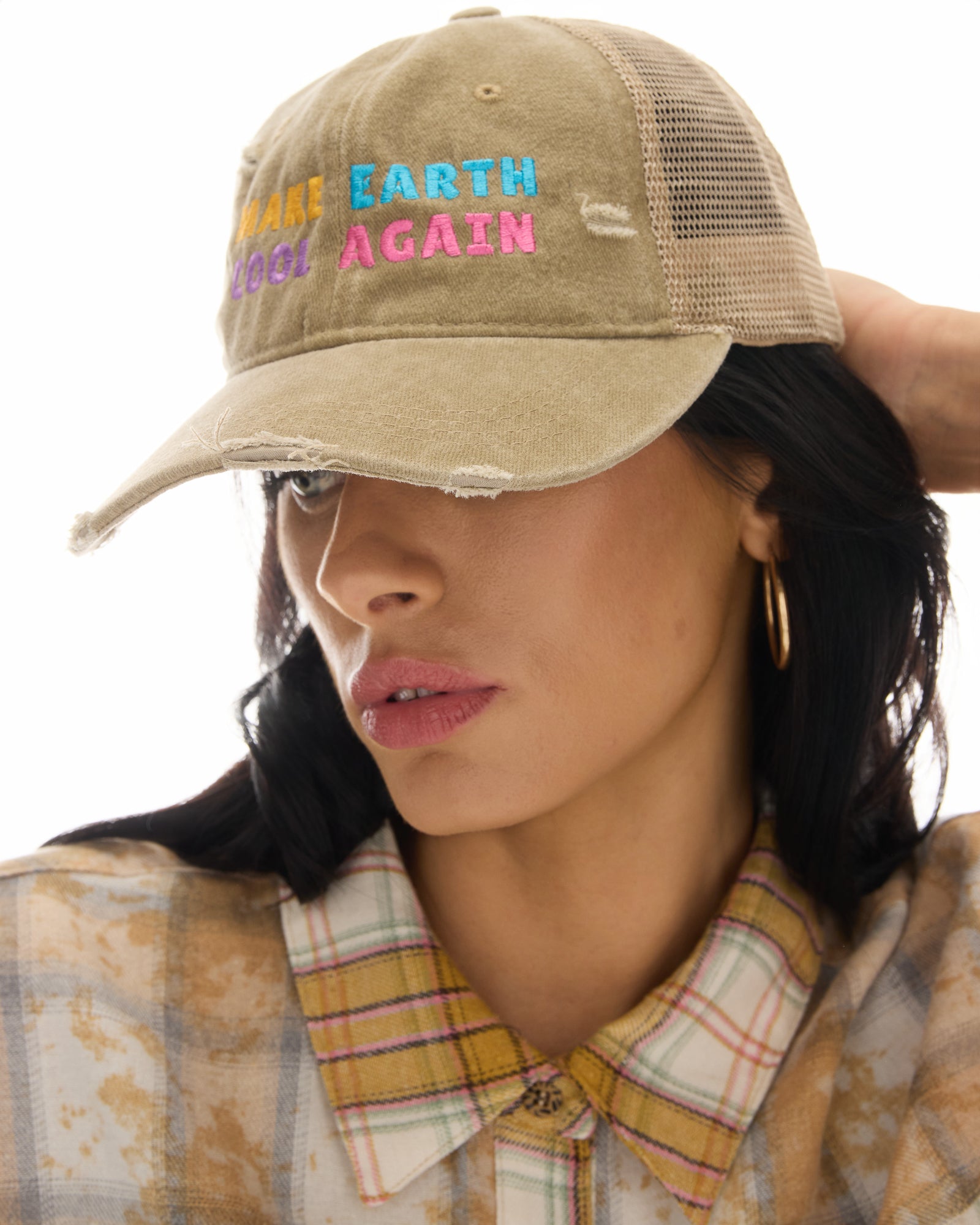 Make Earth Cool Again Destroyed Trucker Cap