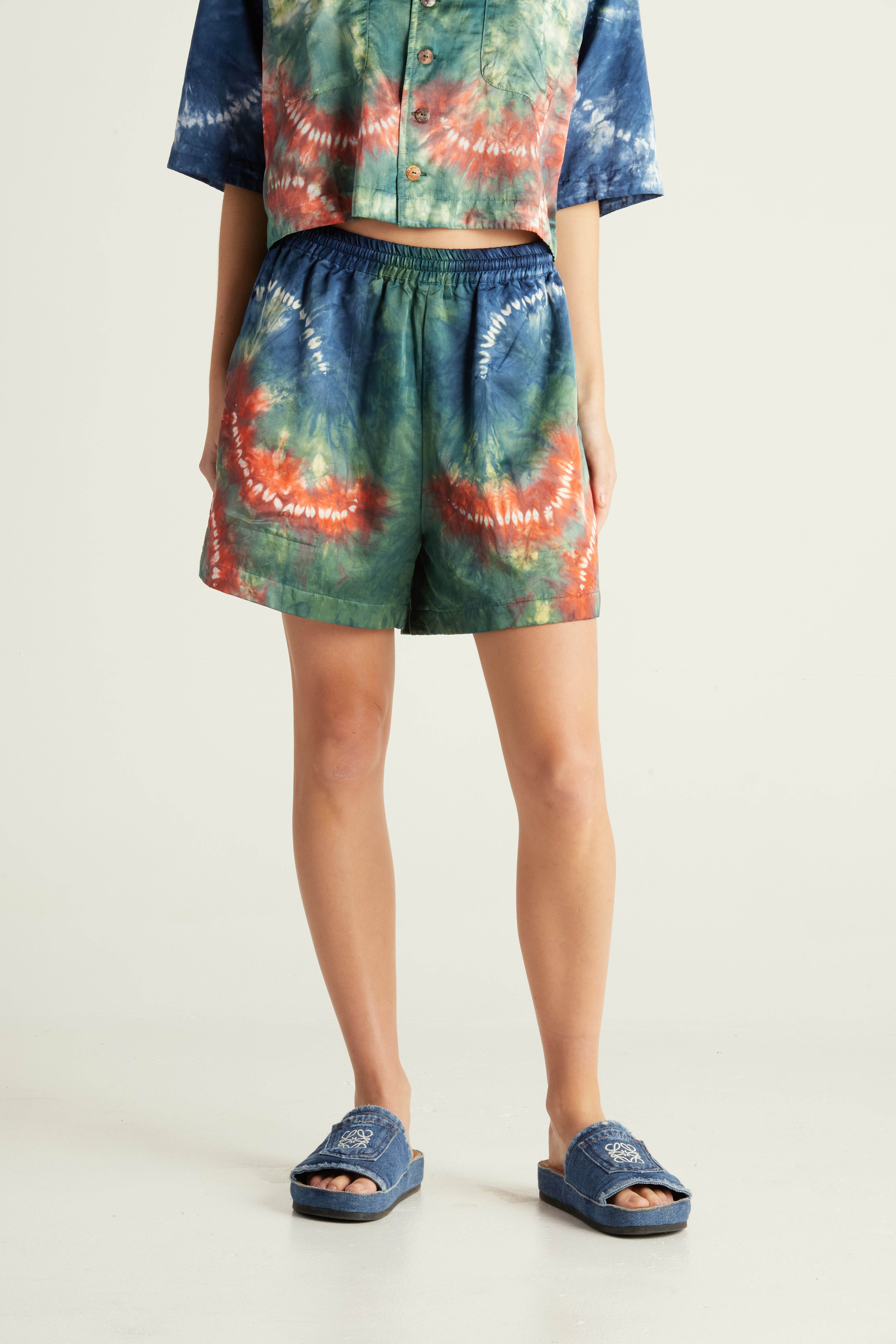 Blue Trail Hand Dyed Silk Shorts