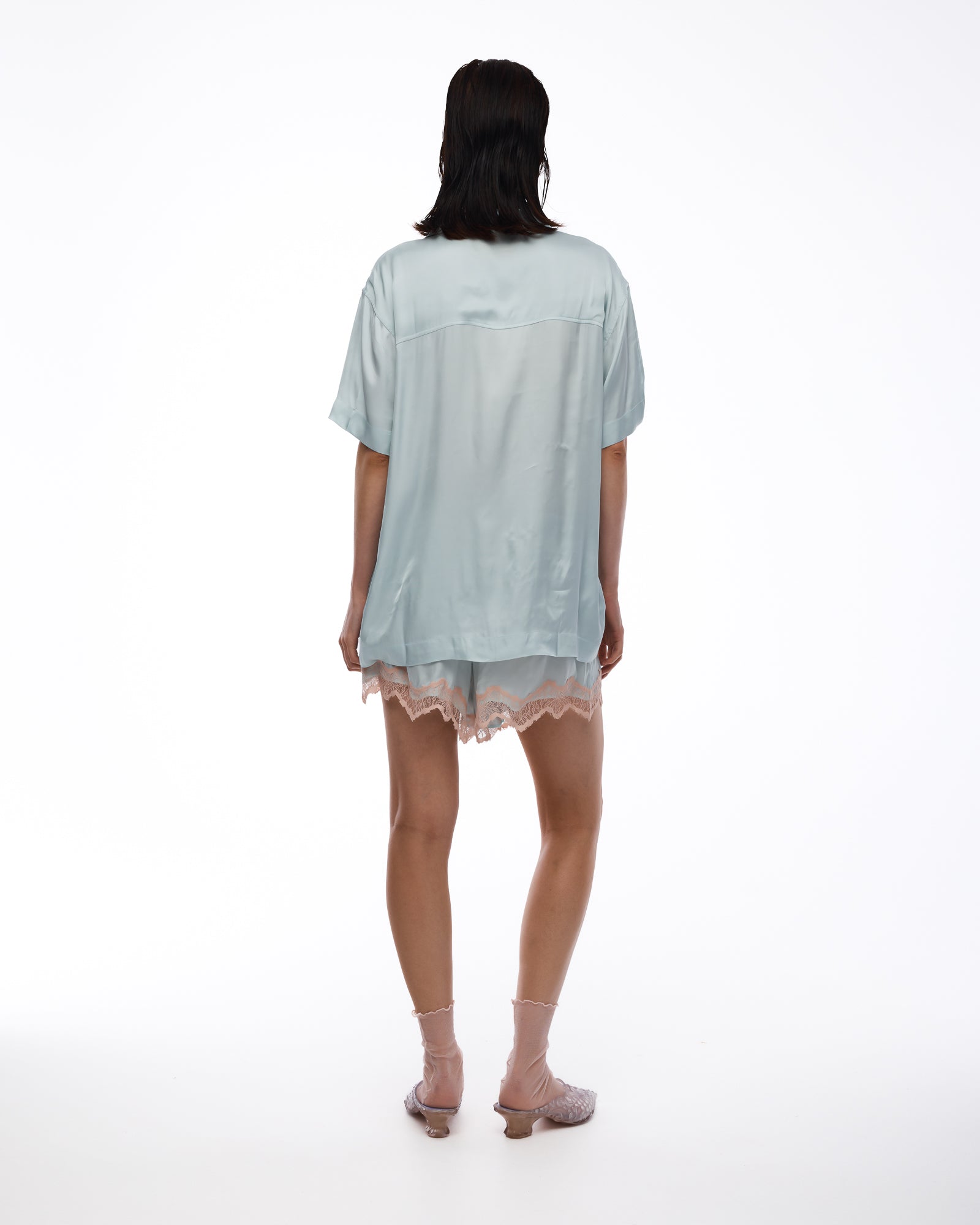 Pixie Satin Lace Camp Shirt