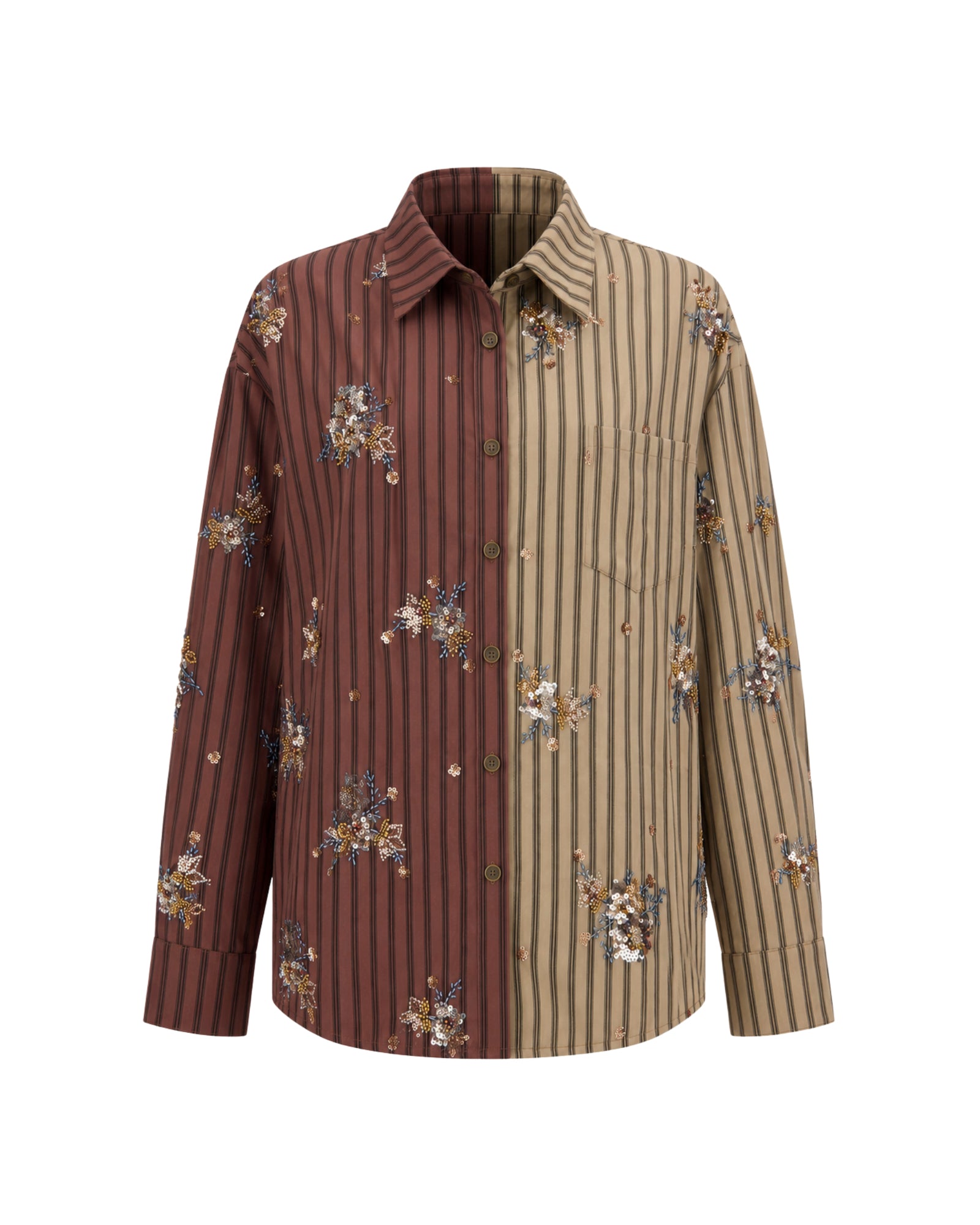 Embellished Half N Half Stripe Shirt THE TALES