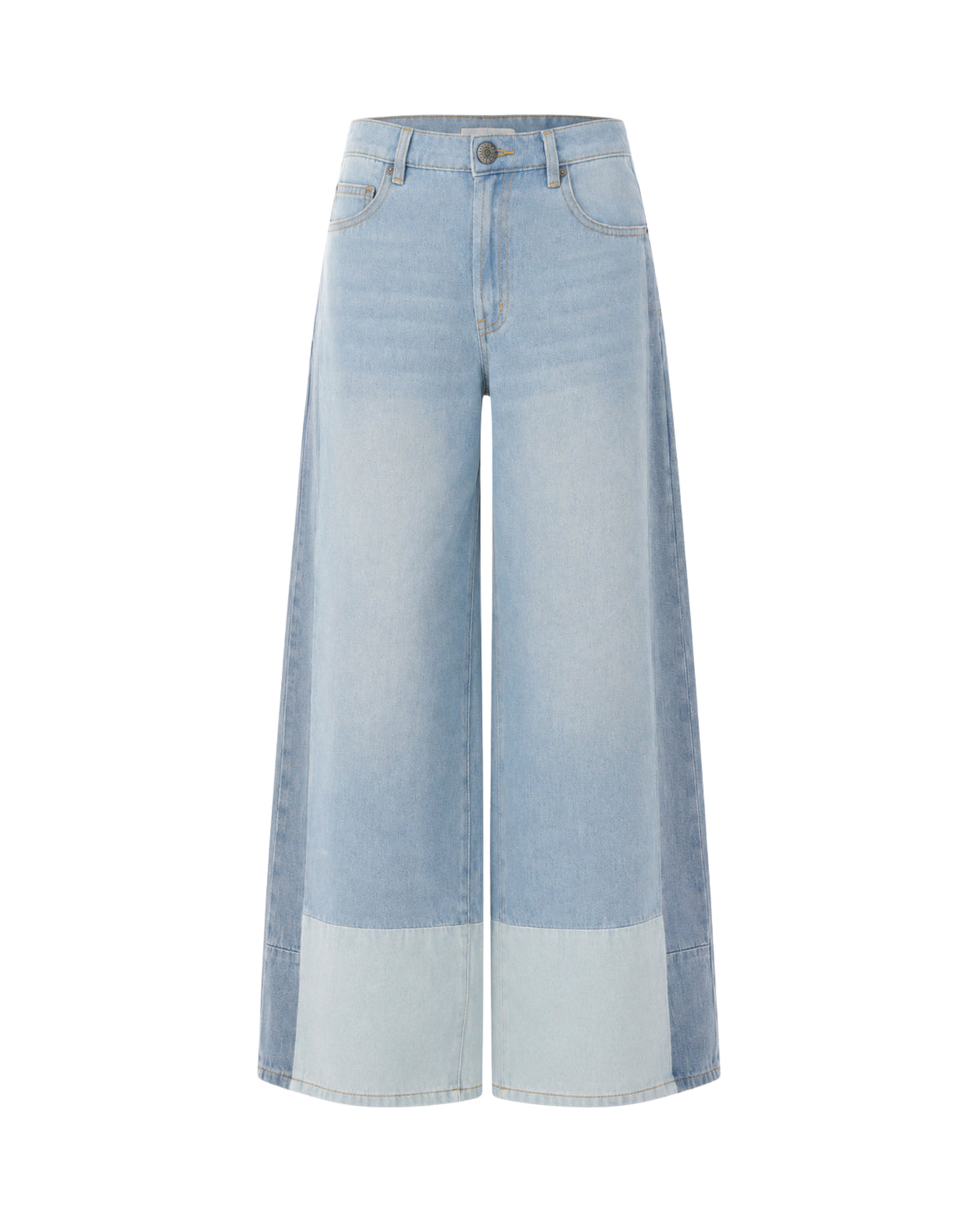 Farrah Wide Leg Patch-Worked Denim Jeans THE TALES