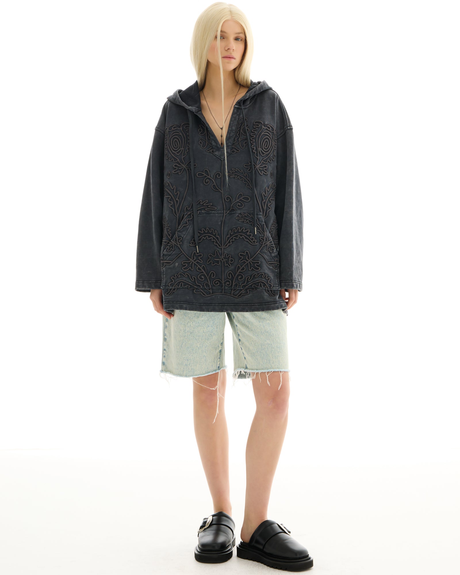 Embroidered Flower Hoodie