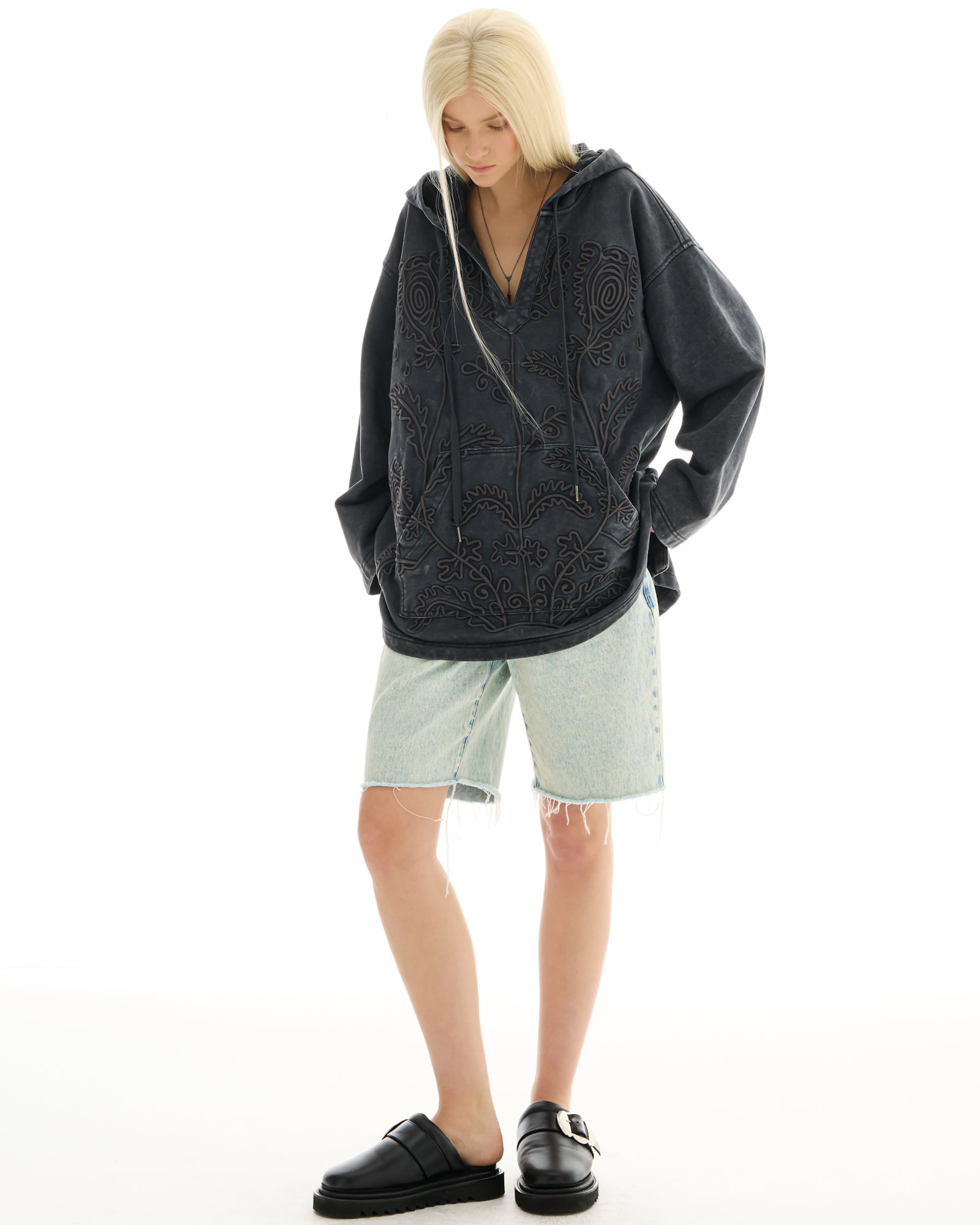 Embroidered Flower Hoodie