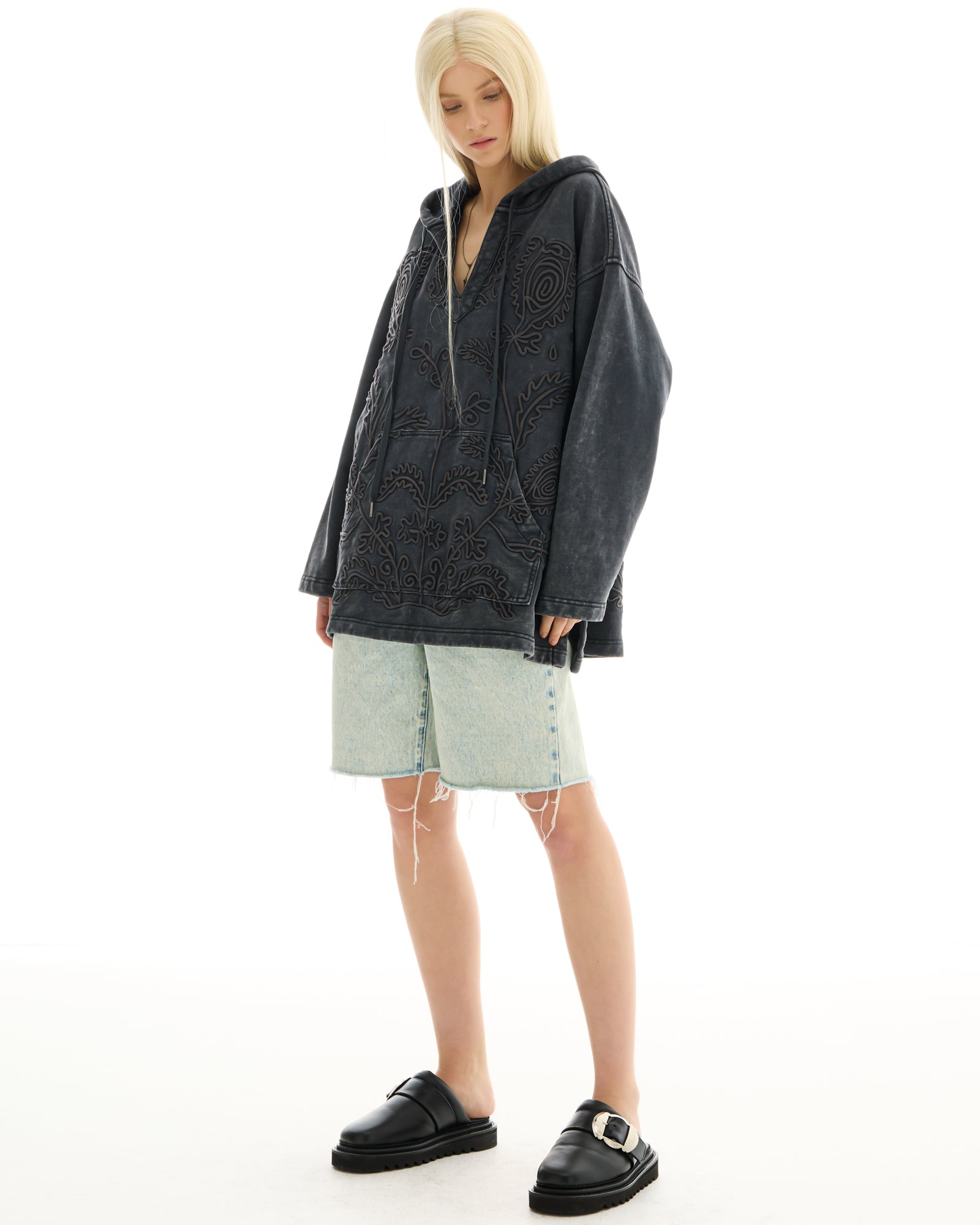 Embroidered Flower Hoodie