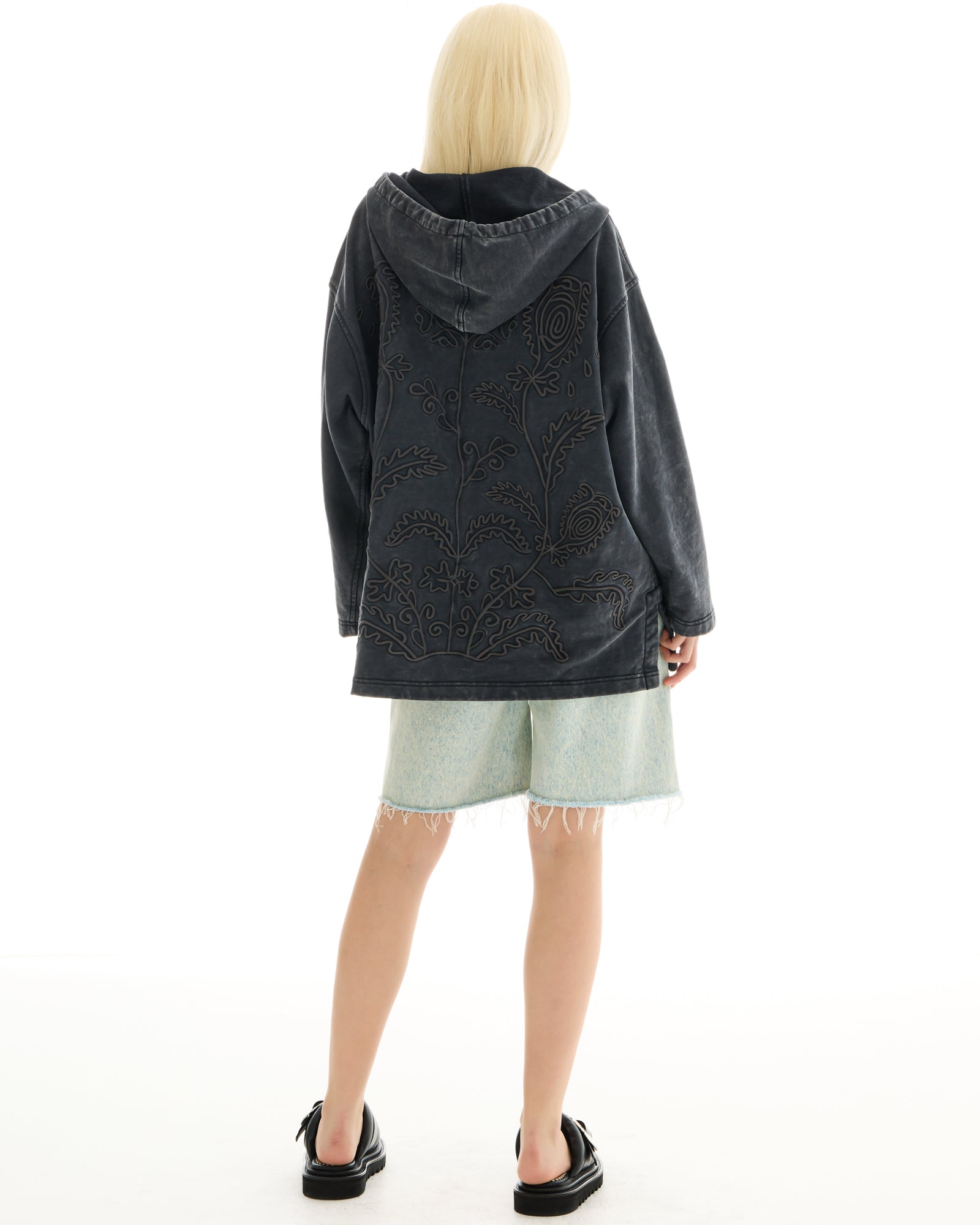 Embroidered Flower Hoodie