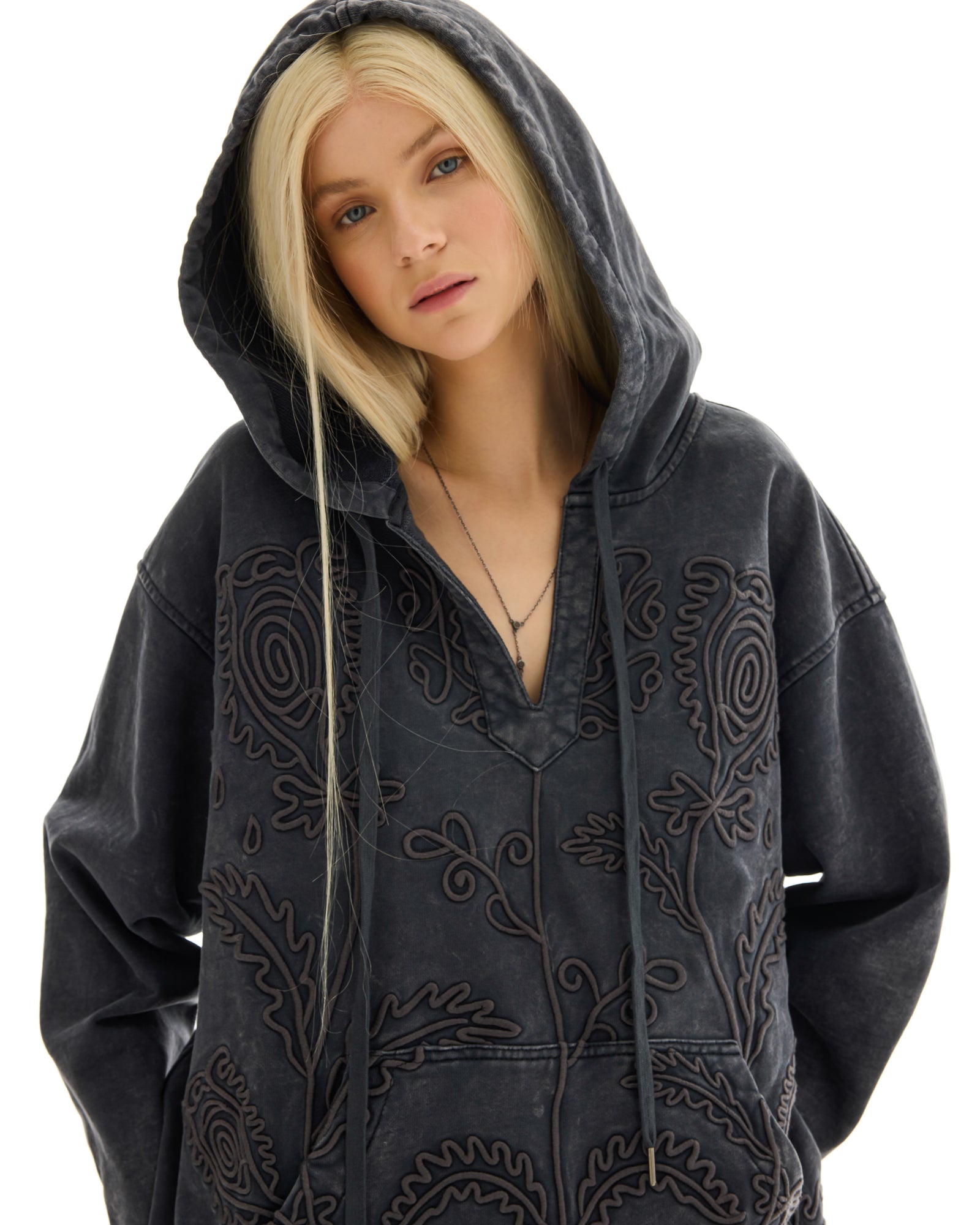 Embroidered Flower Hoodie