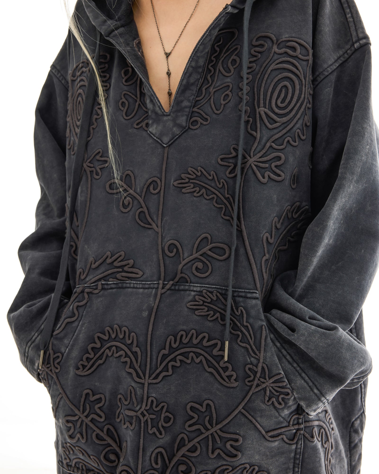 Embroidered Flower Hoodie