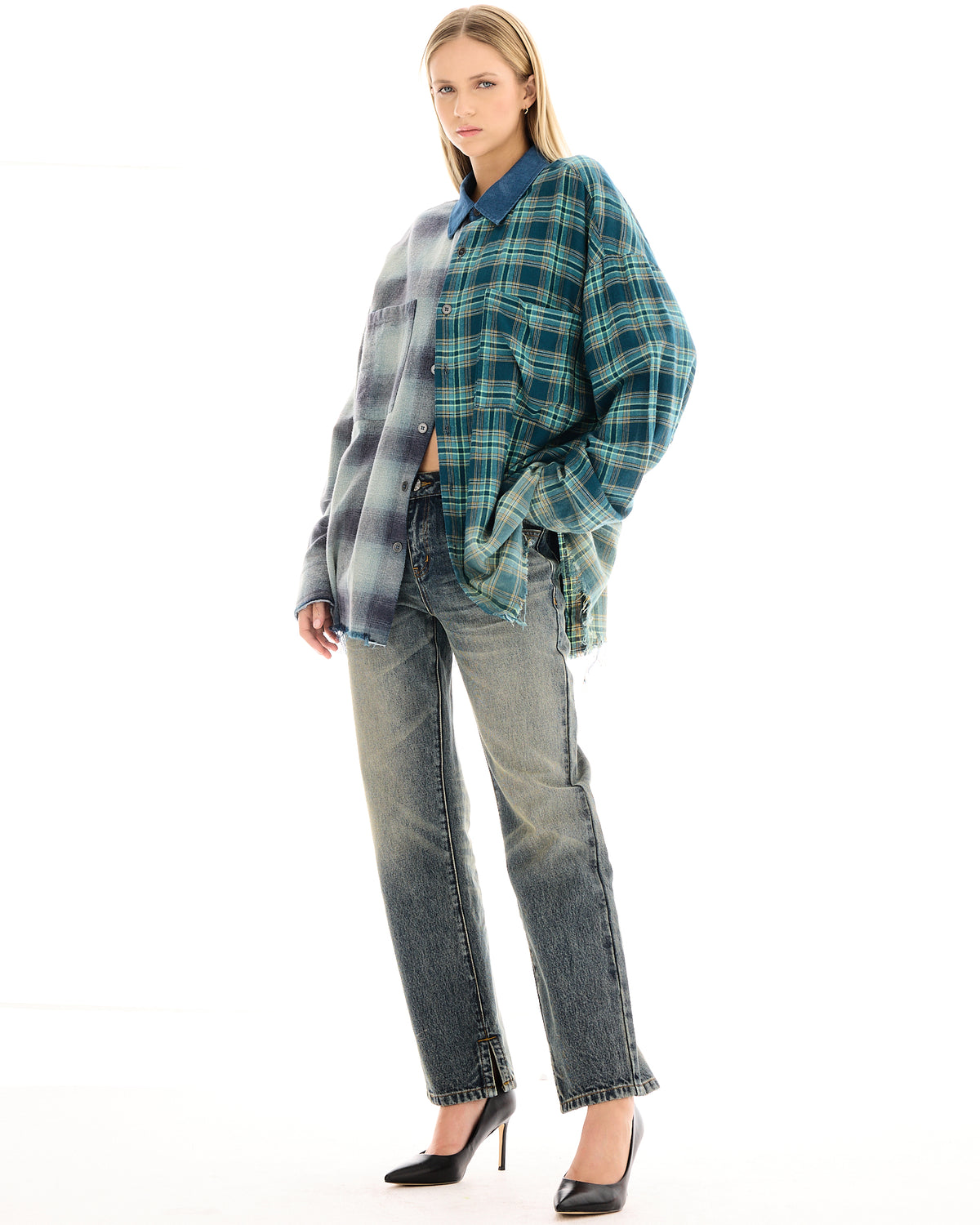 Half N Half Flannel Shirt
