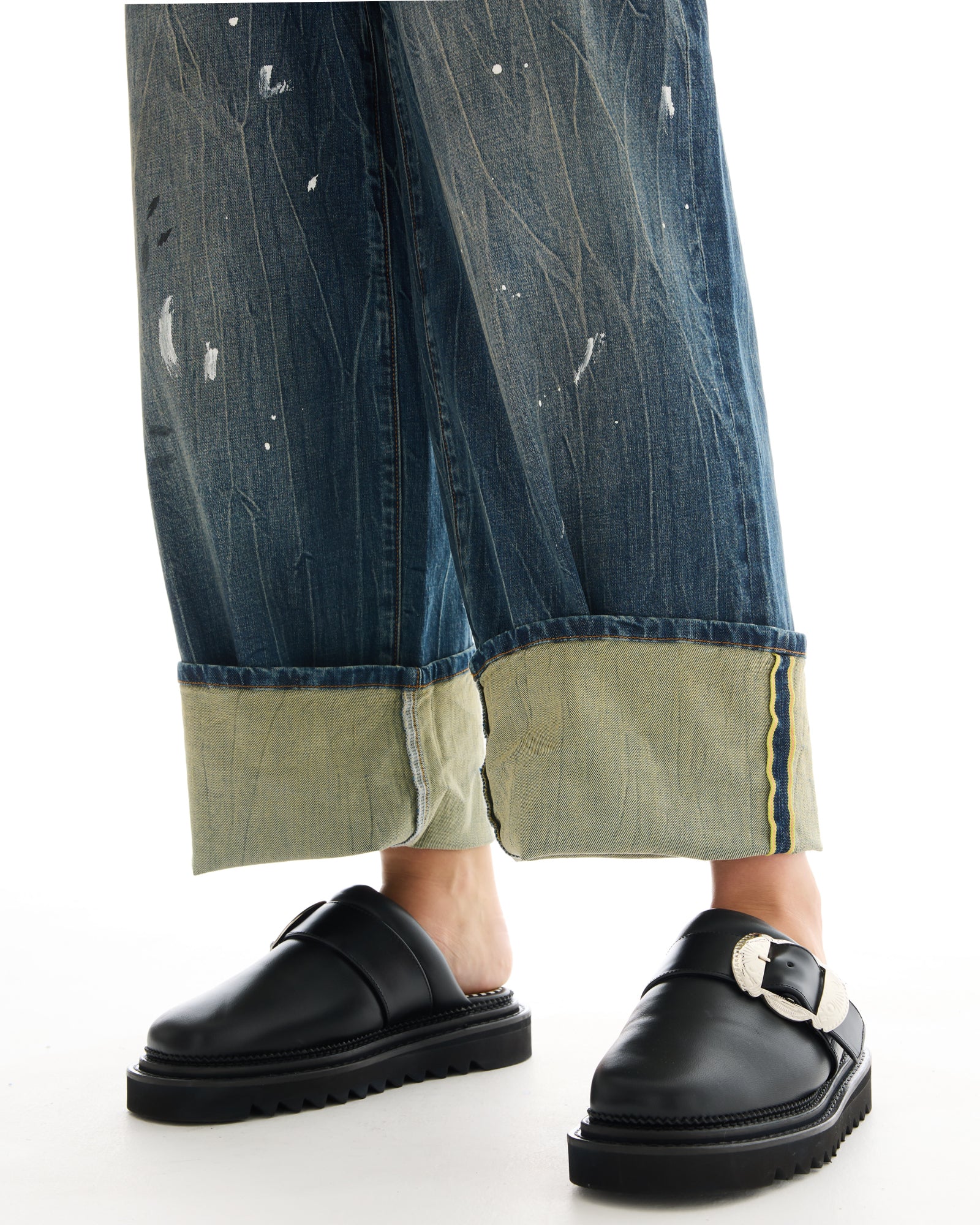 Selvedge Denim Cross Over Slouch Jeans