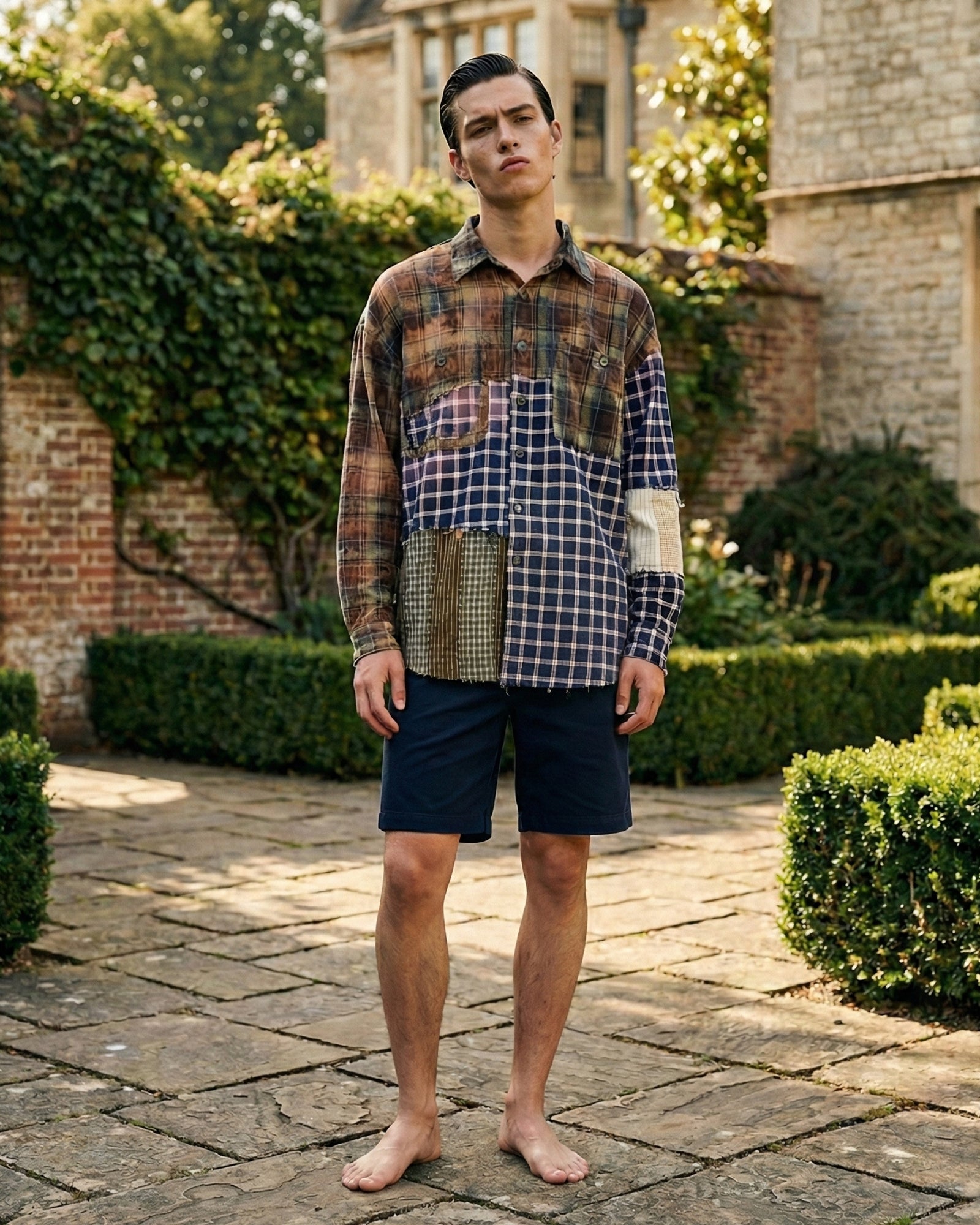 Reworked and Destroyed Mixed Check Shirt
