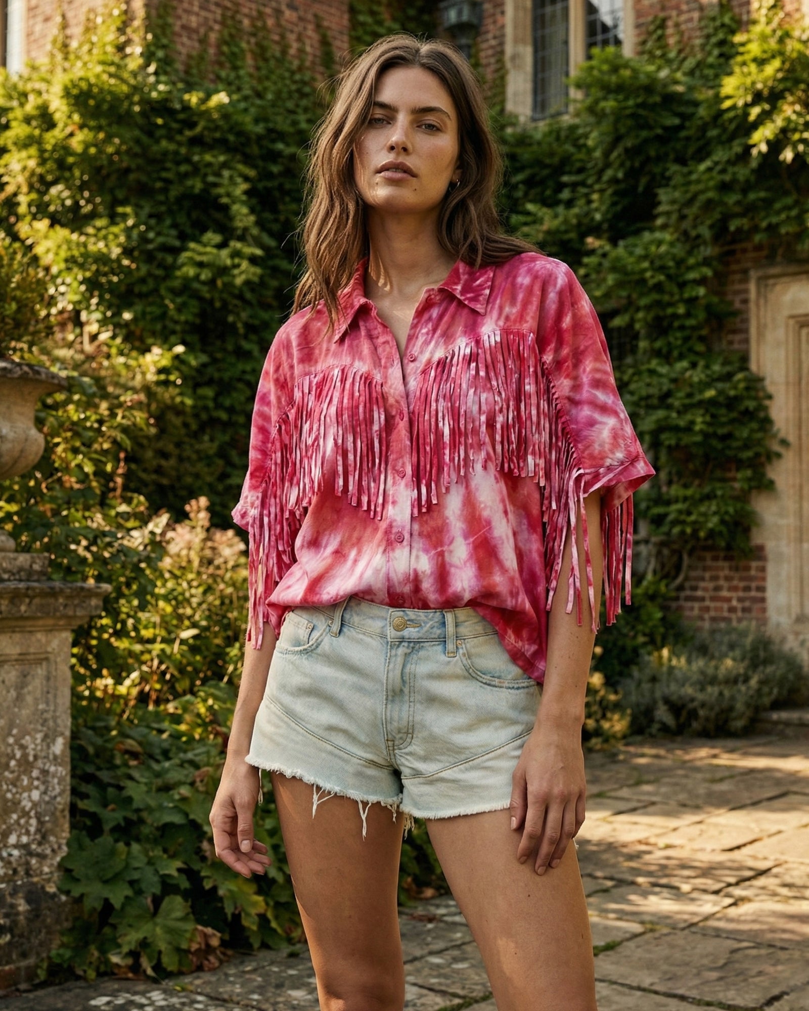 Ibiza Sky Hand Dyed Fringed Shirt