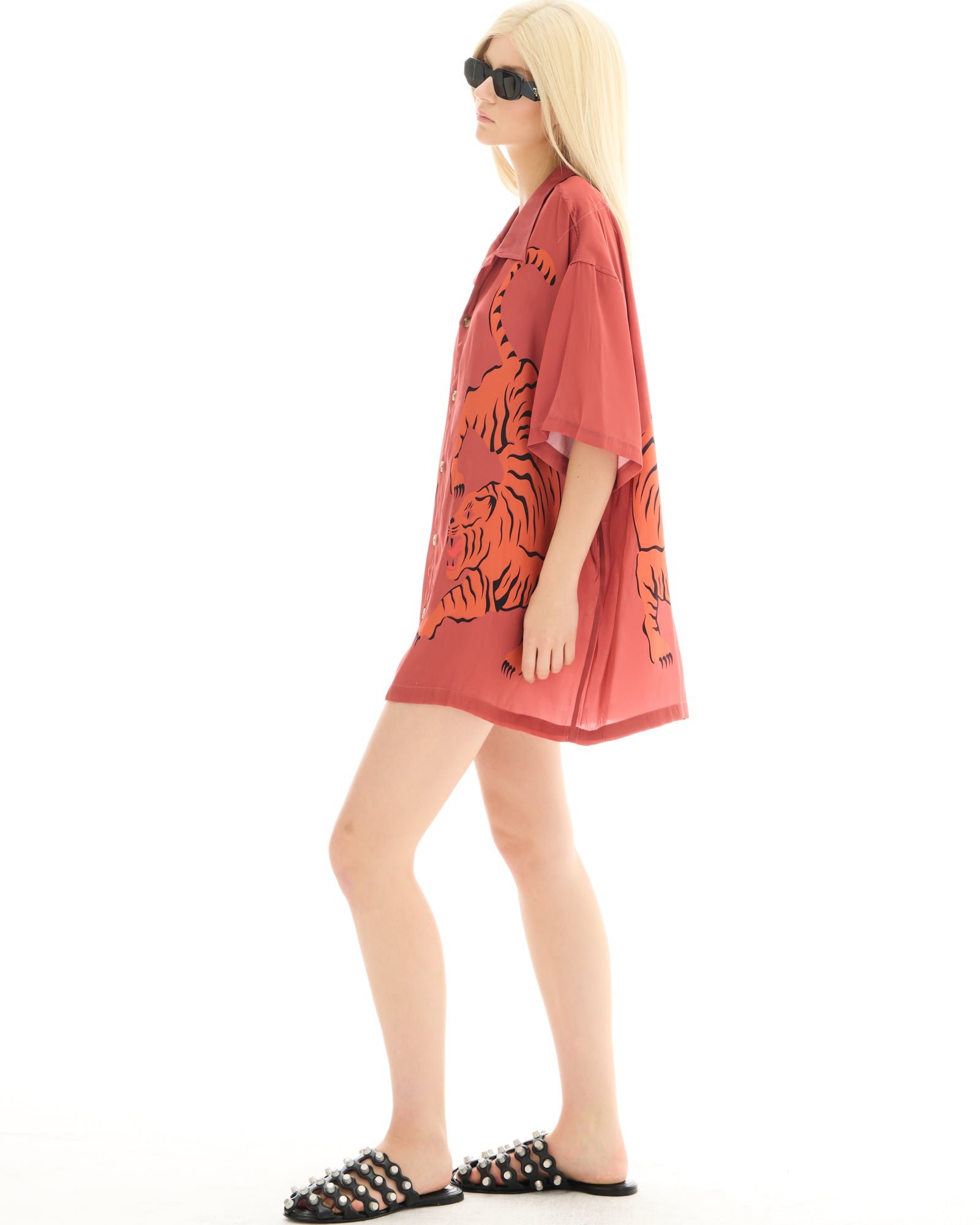 Crouching Tiger Silk Shirt Dress