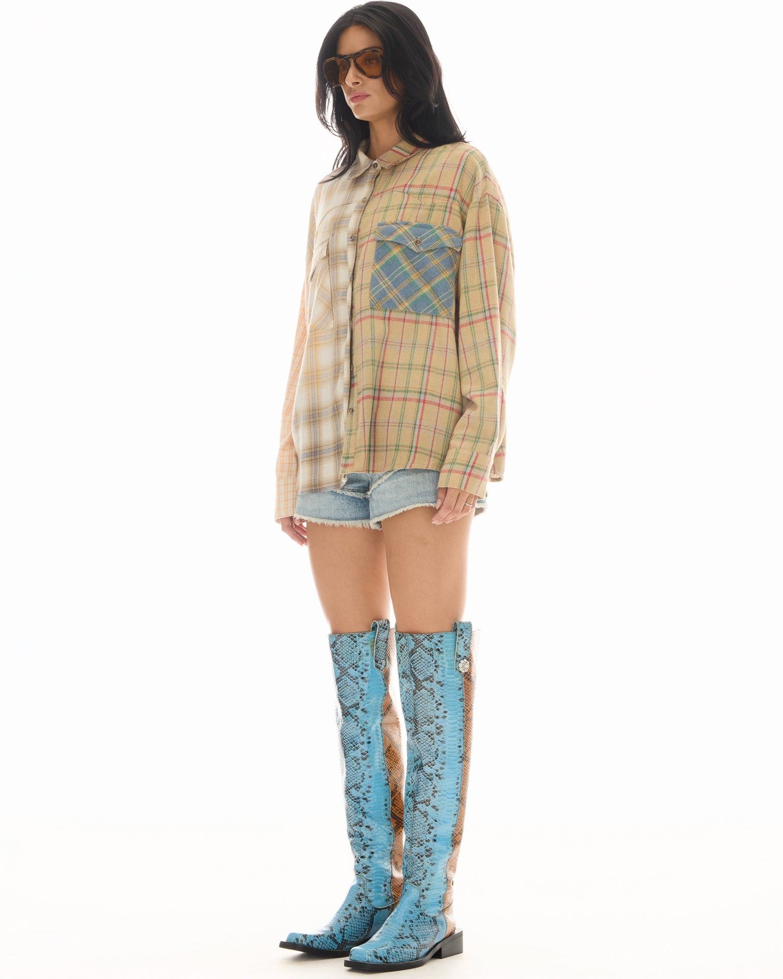 Half n Half Teddy Western Shirt by THE TALES - side view