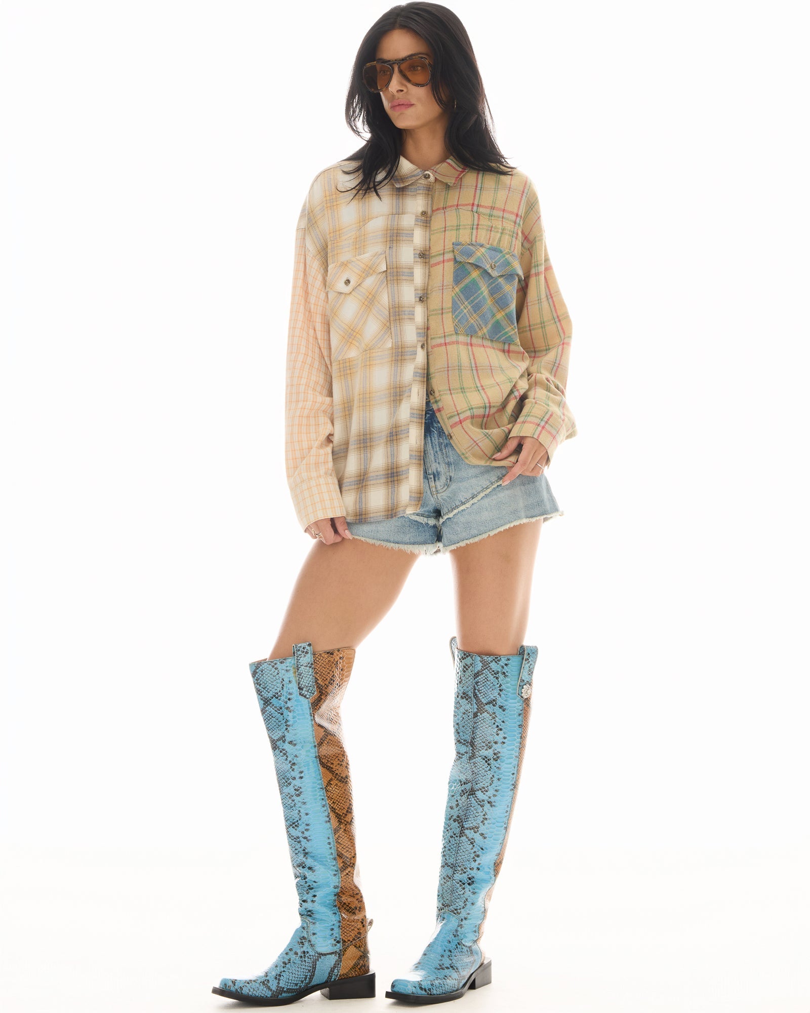Half n Half Teddy Western Shirt by THE TALES - back view