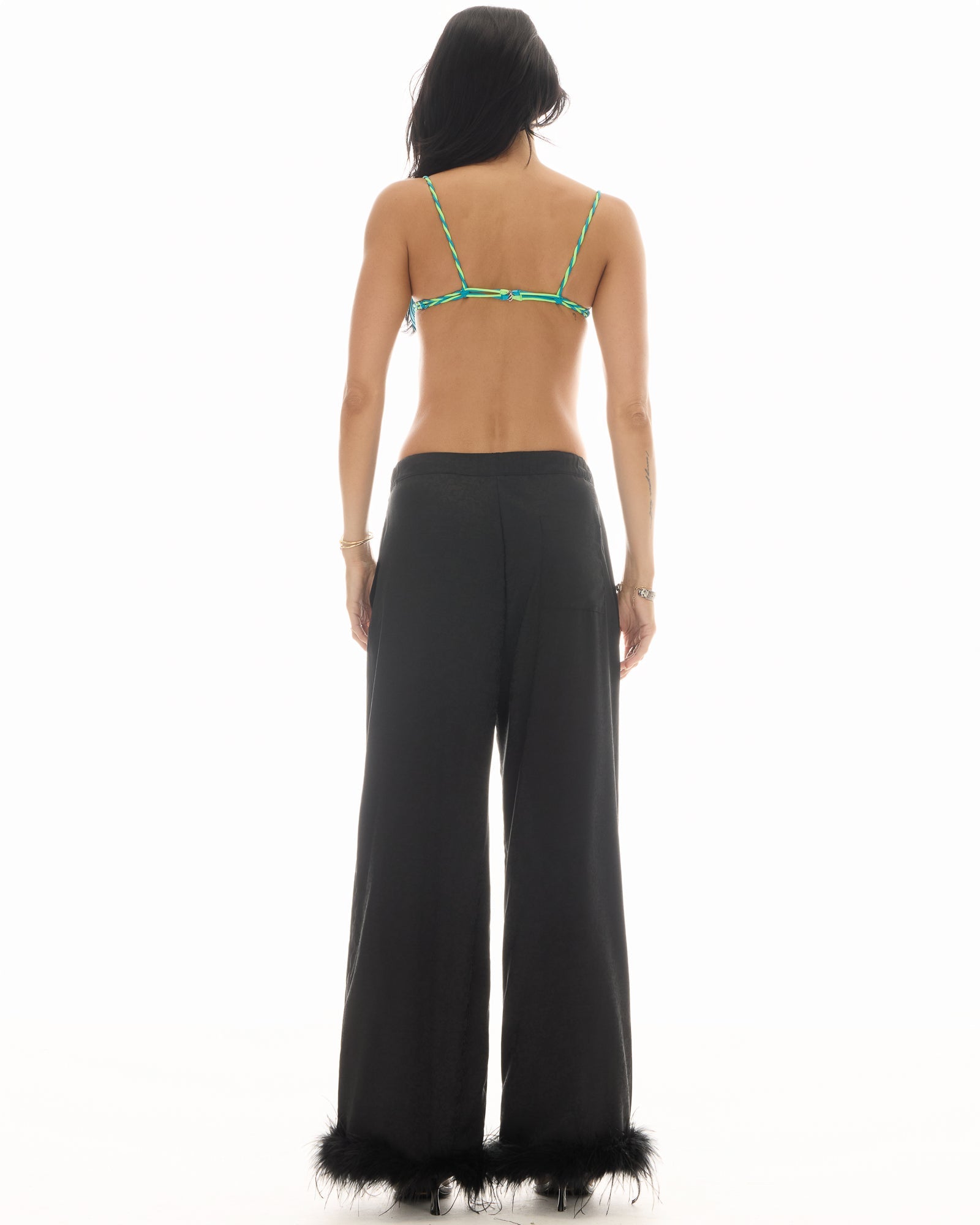 Frida Feather Trim Floral Pants by THE TALES - detail view