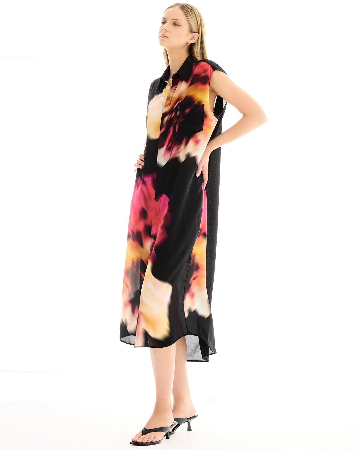 Night Flower Silk Marley Shirt Dress