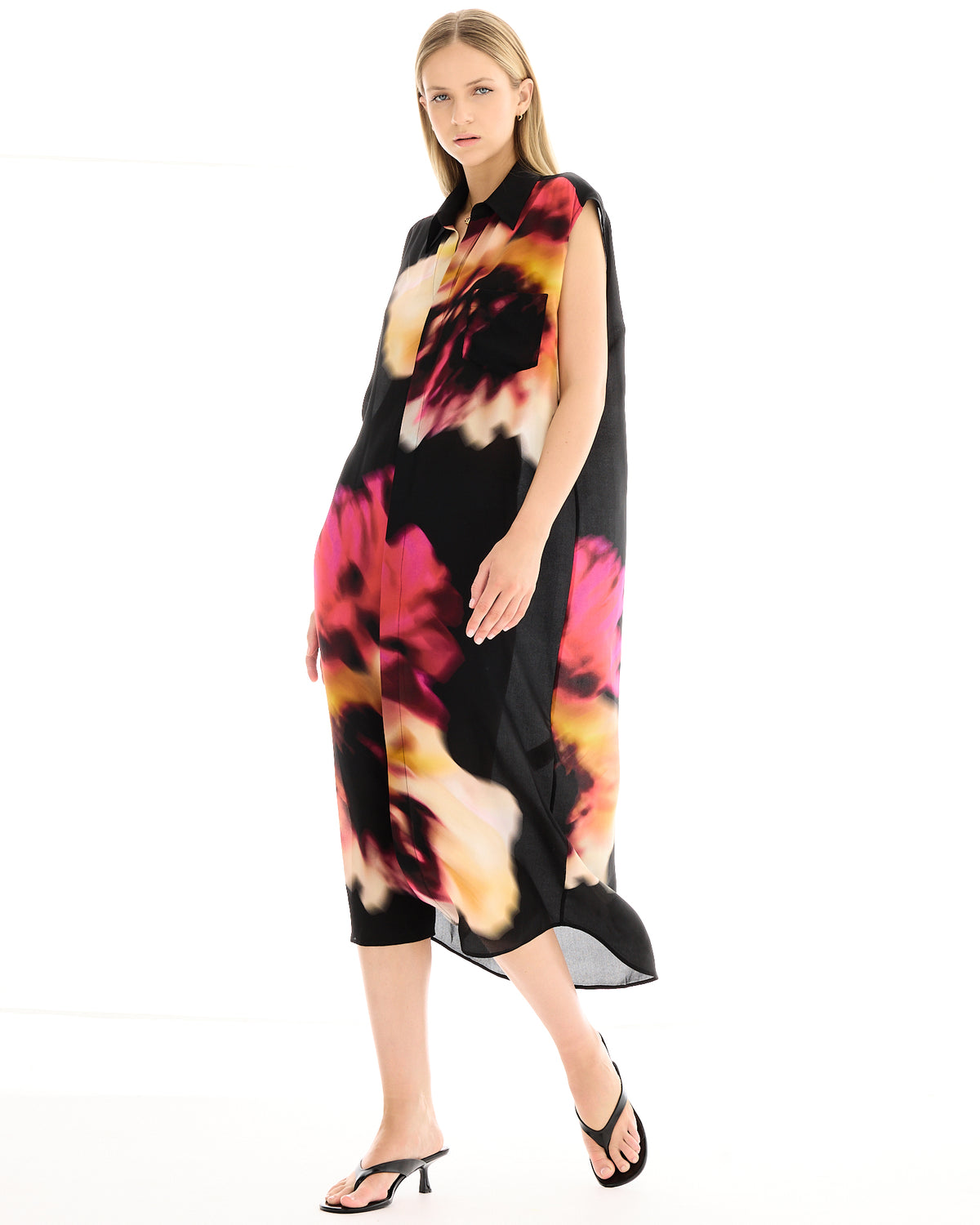 Night Flower Silk Marley Shirt Dress