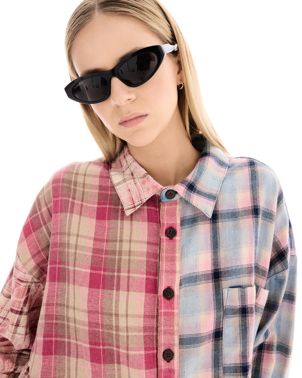 Half N Half Check Shirt