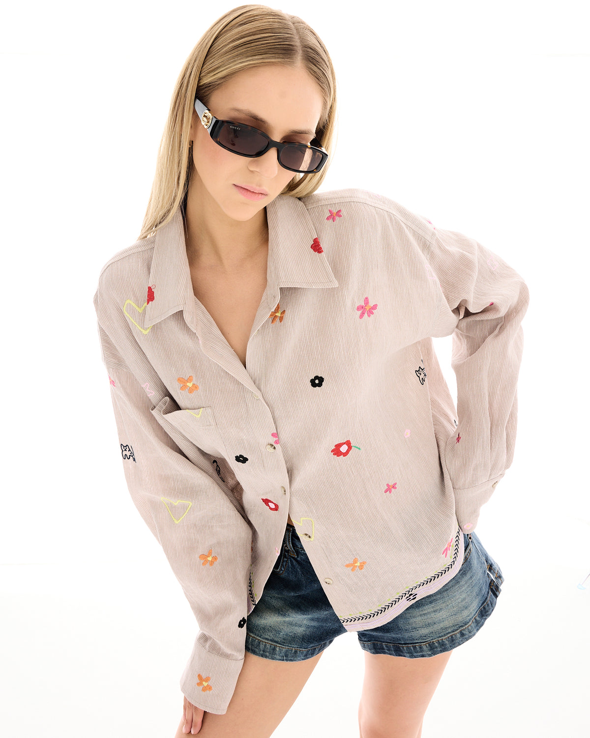 Embroidered Illustrated Linen Shirt