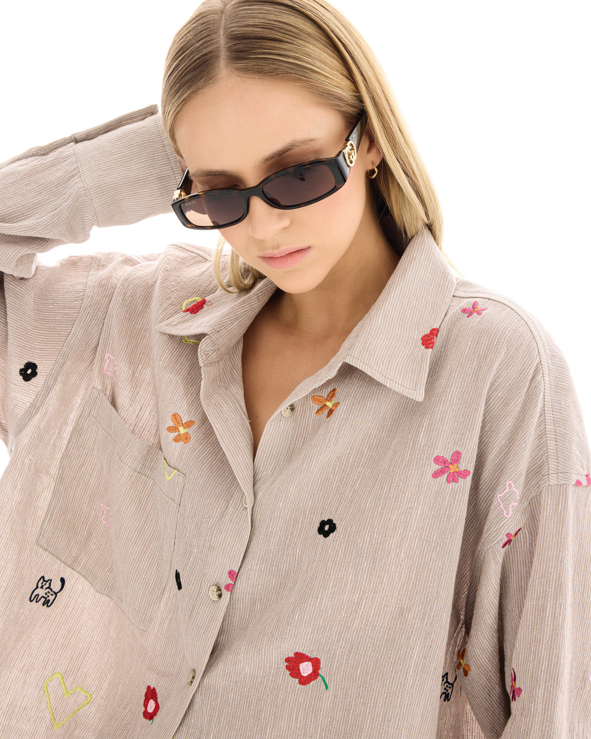 Embroidered Illustrated Linen Shirt THE TALES