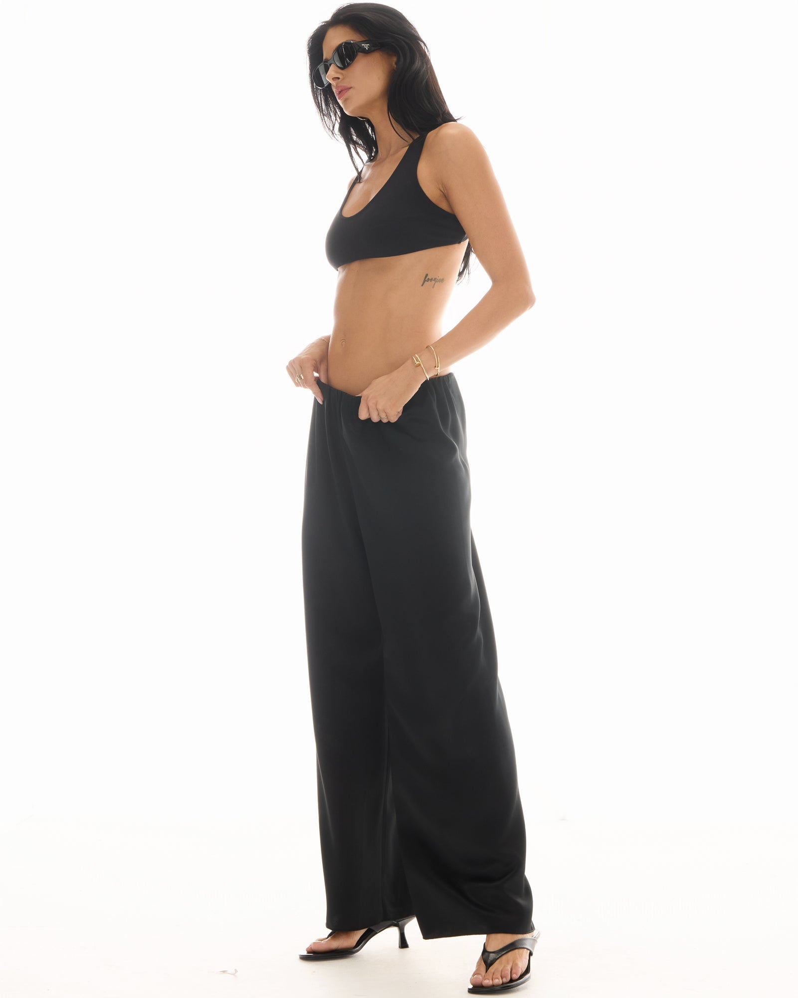 Waterfall Waist Satin Pants by THE TALES - detail view