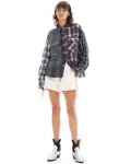 Cut Off Patchwork Check Shirt