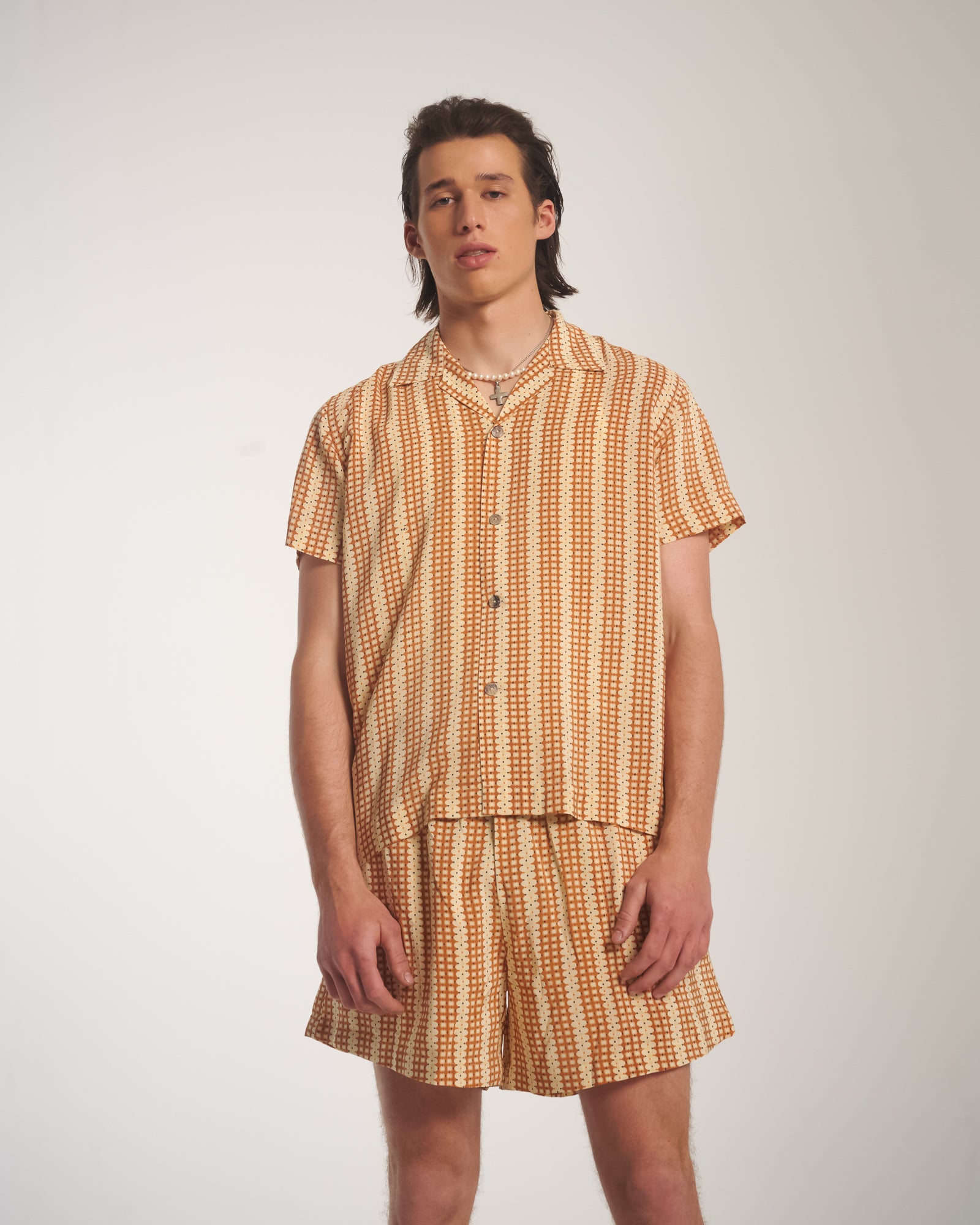 Retro Daisy Crepe Camp Shirt