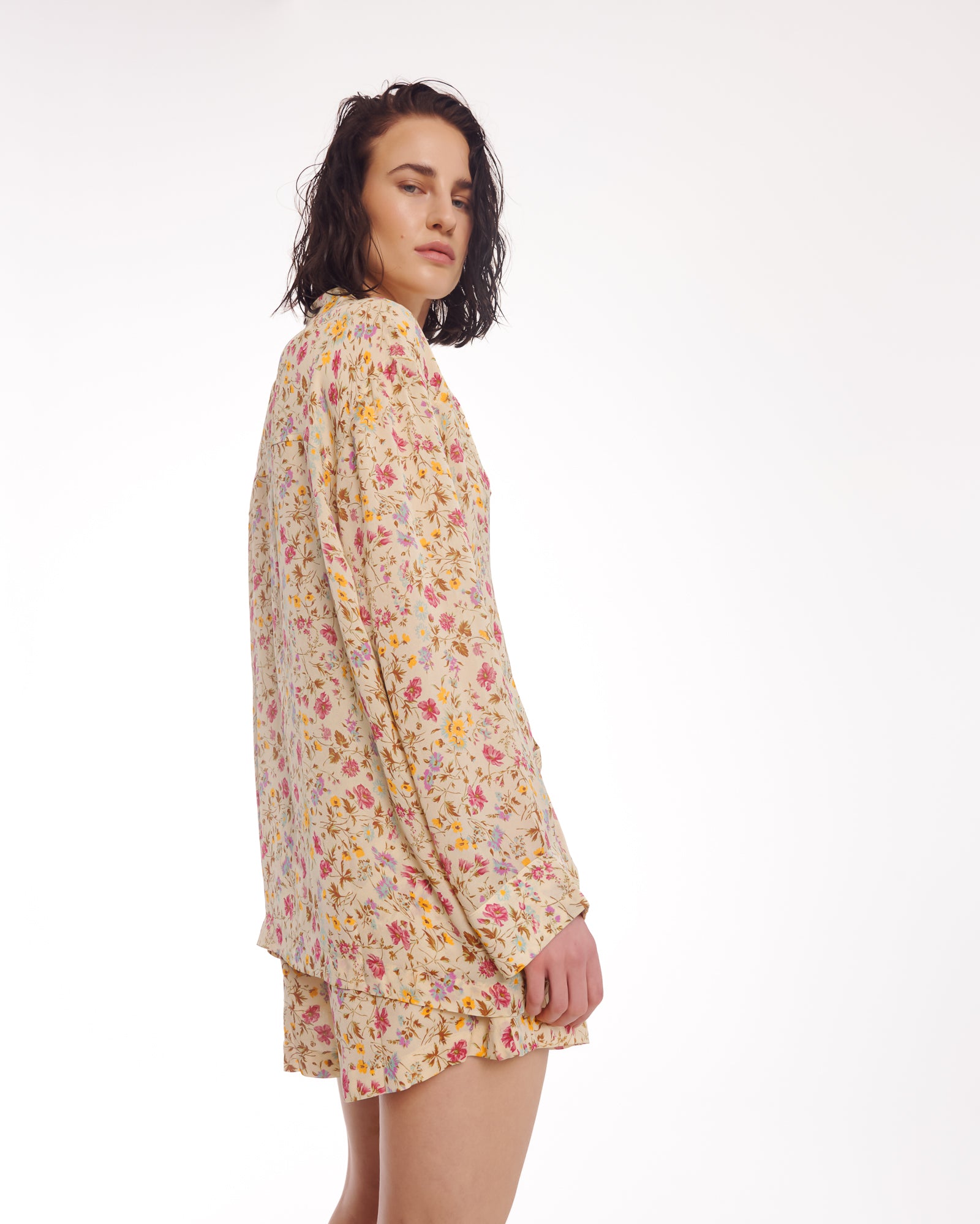 Florence Bloom Crepe Peasant Shirt