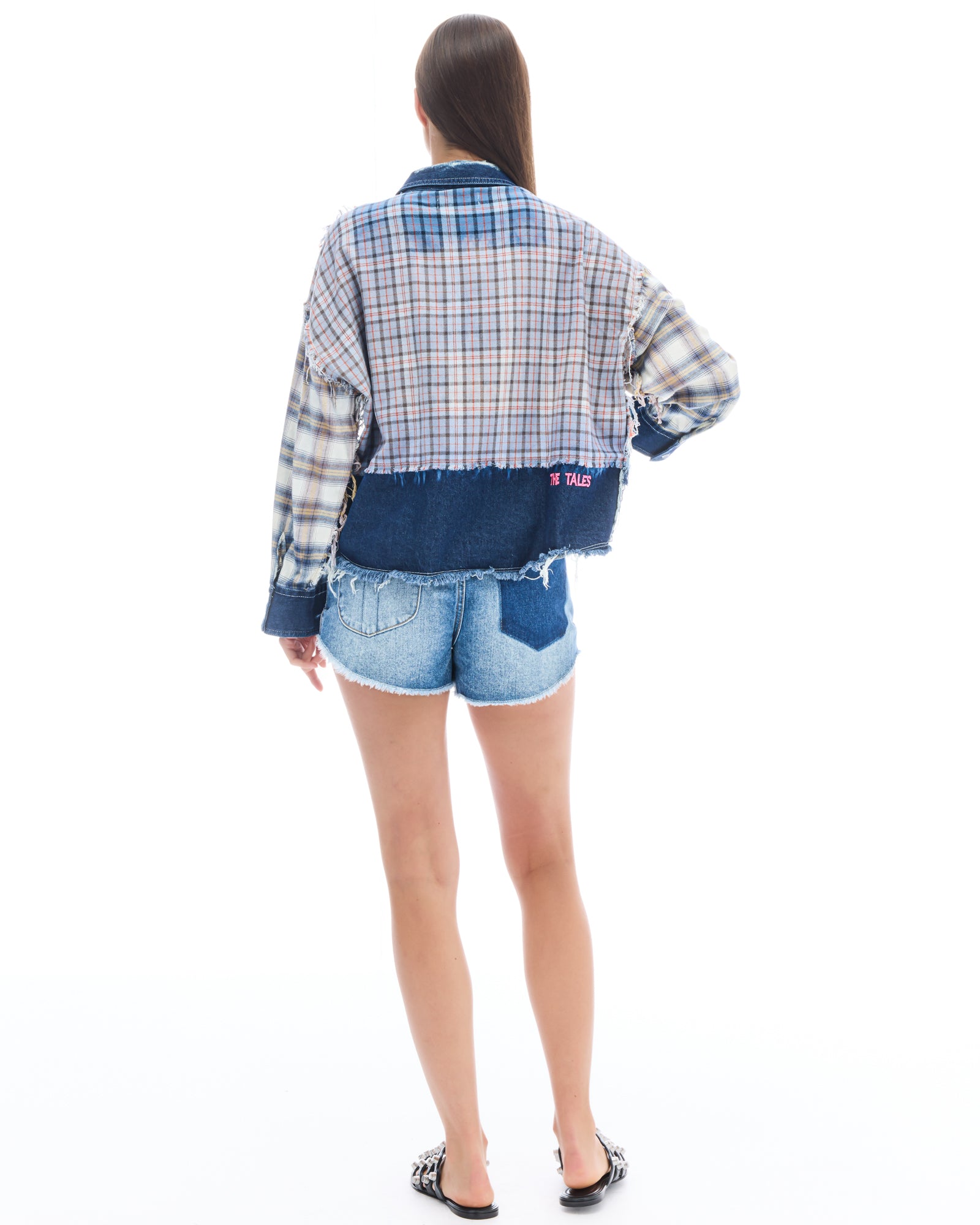 Mixed Flannel And Denim Shirt